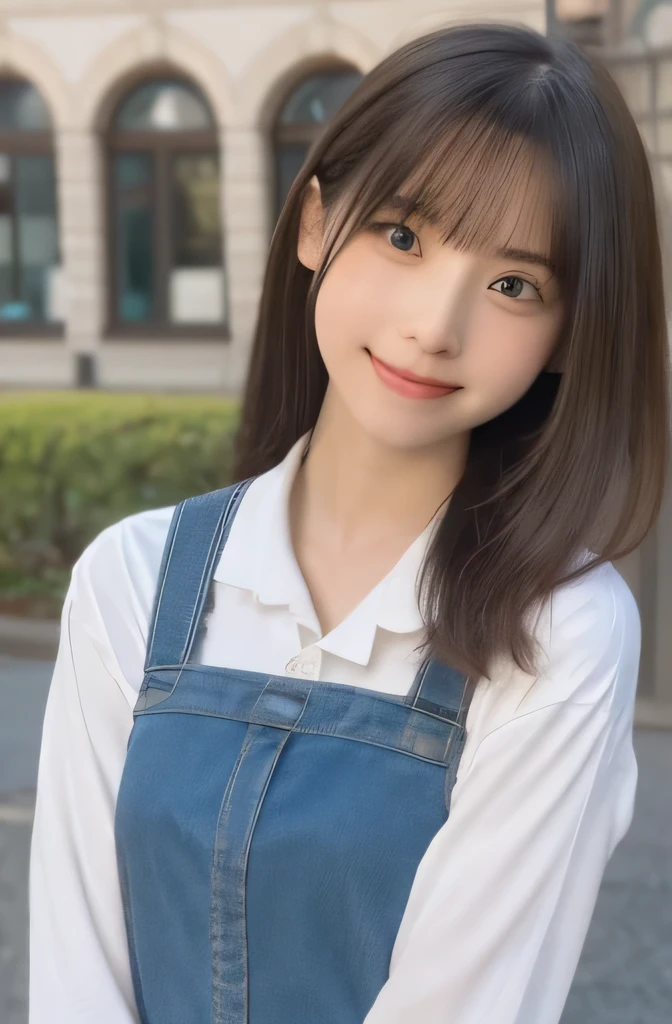 Best image quality, Focus, Soft light, Black hair, (Japanese)), (((Front, ))), (Depth of field), Ultra high resolution, (Real: 1.4), RAW photo, (( school teacher outfit)), smiling face, at school
