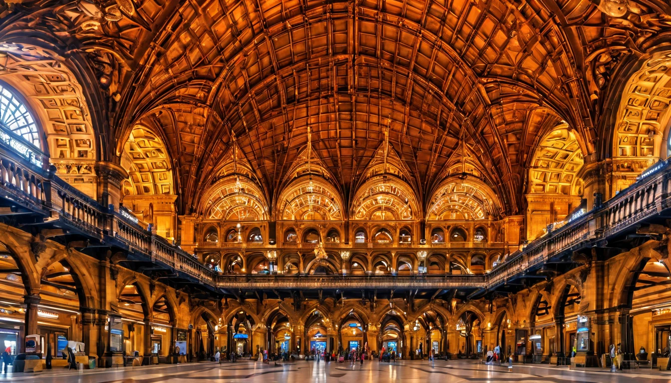 Chhatrapati Shivaji Terminus in Mumbai,  a unique architectural.  Hyper detail inside. Sharp and crisp texture.