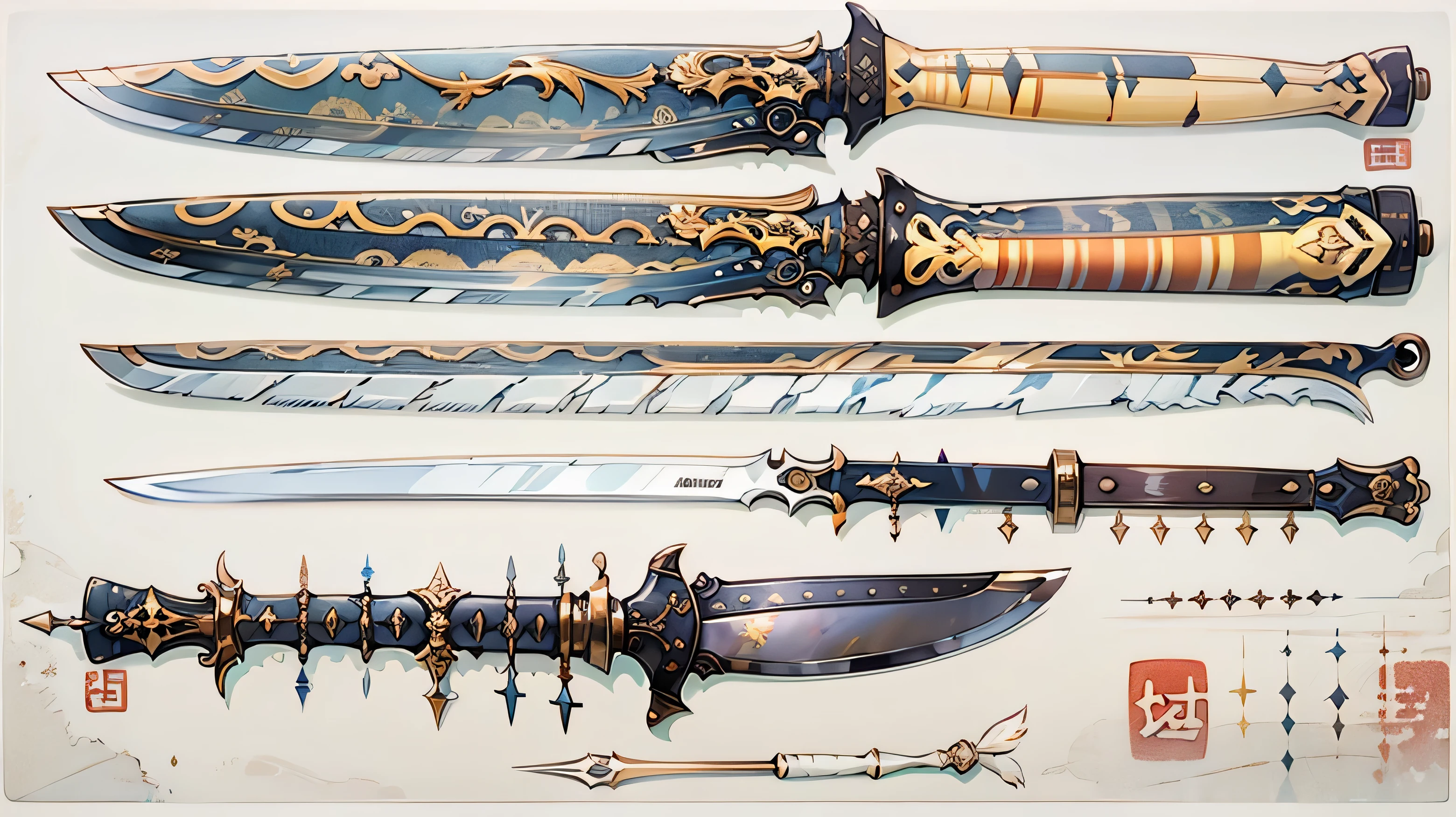 (((best quality))), (((masterpiece))), Weapons to be included in the Weapon Encyclopedia, chinese sword, a knife with a large blade, white background