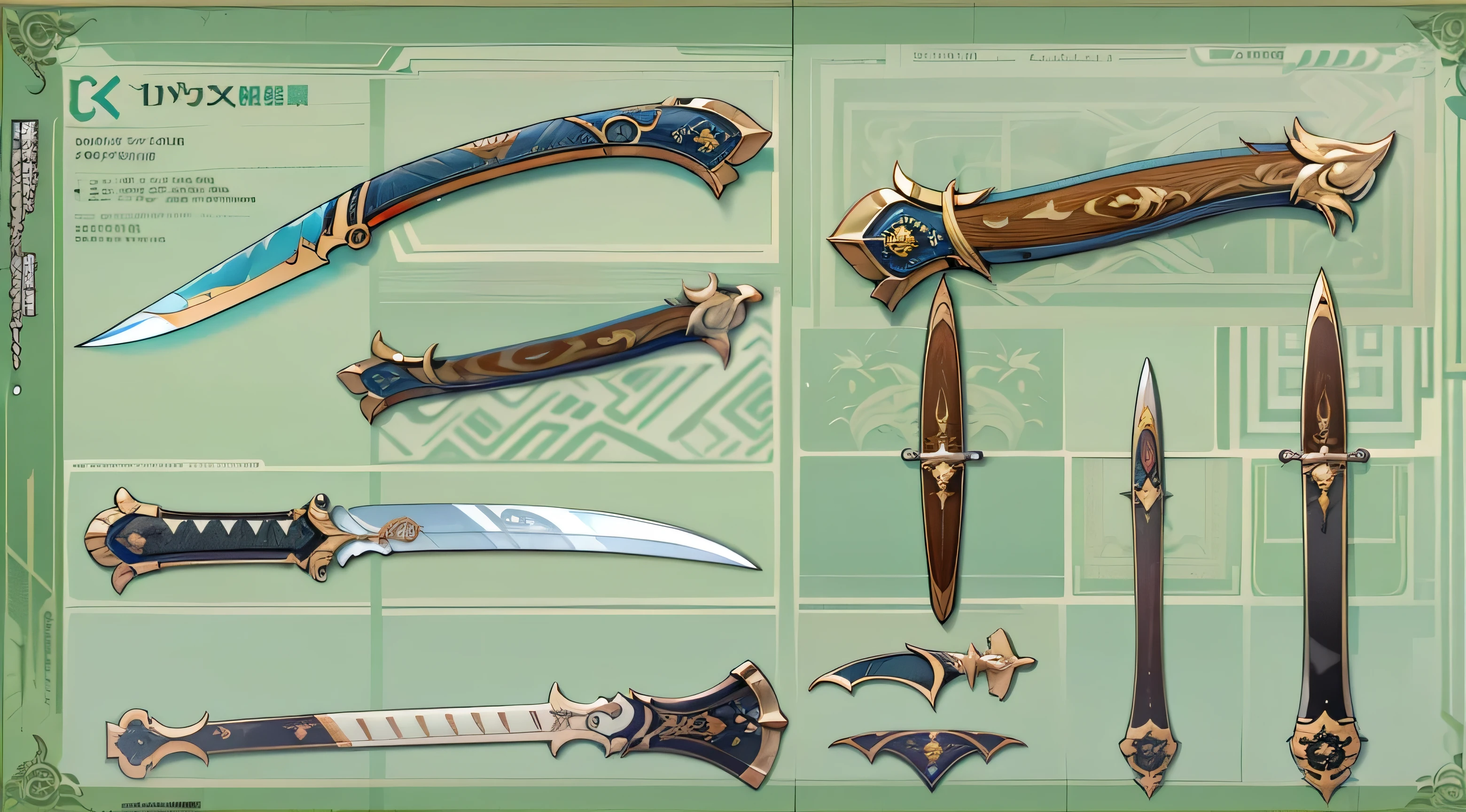 (((best quality))), (((masterpiece))), Weapons to be included in the Weapon Encyclopedia, chinese sword, a knife with a large blade, white background