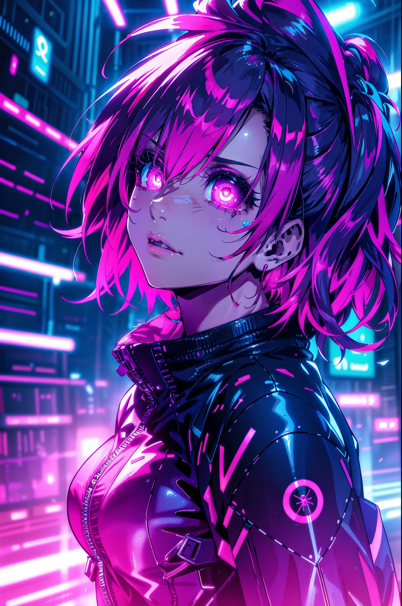 (extremely detailed CG unity 4k wallpaper),(masterpiece),(best quality),(ultra-detailed),(best illustration),(best shadow),(absurdres),(detailed background), Cyberpunk girl, you look lonely scene, bladerunner 2049, night, Neon lights, Crying, Highly detailed face,Harajuku-inspired pop outfit, bold colors and patterns, eye-catching accessories, trendy and innovative hairstyle, vibrant makeup,, Fancy makeup,