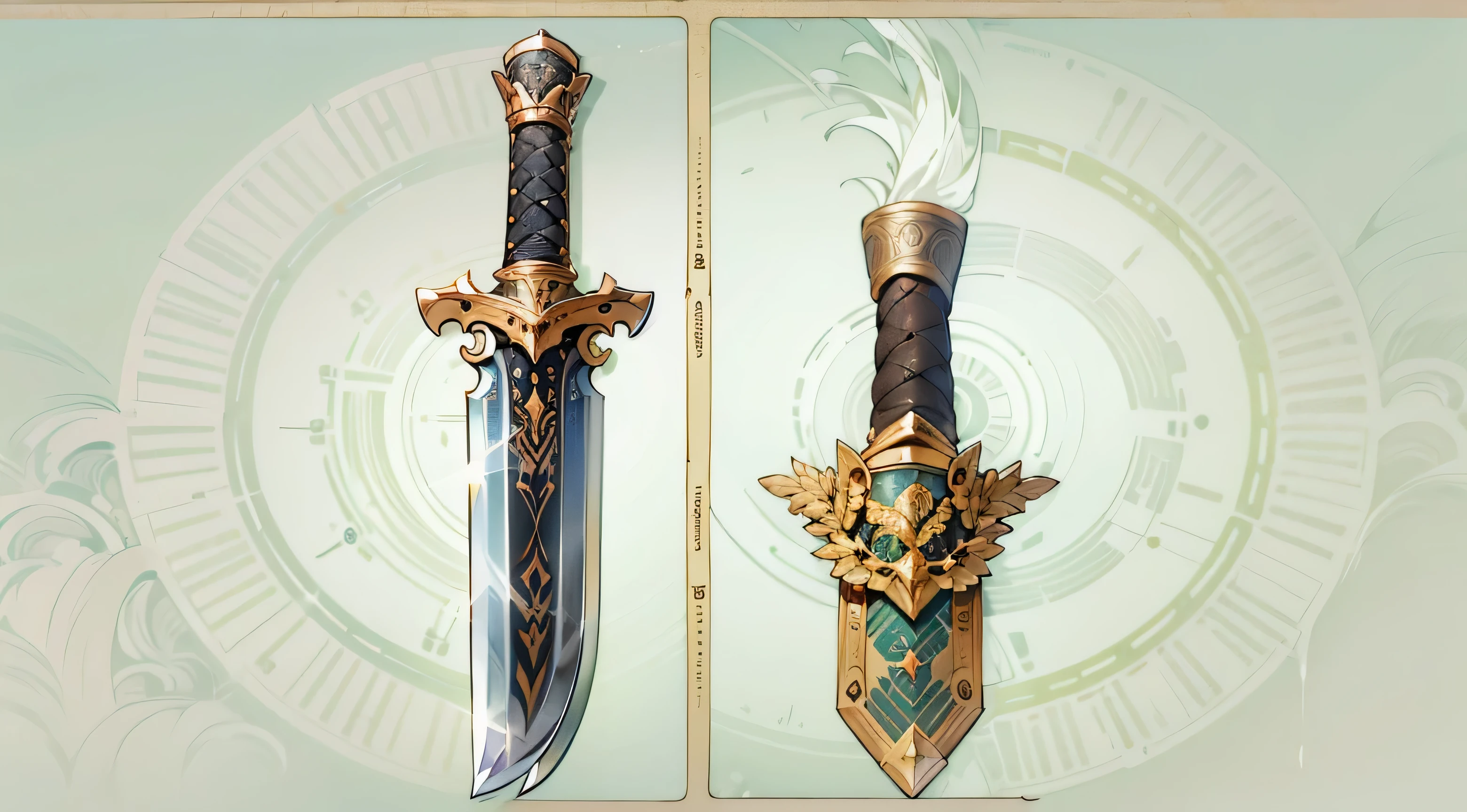 (((best quality))), (((masterpiece))), Weapons to be included in the Weapon Encyclopedia, chinese sword, a knife with a large blade, white background