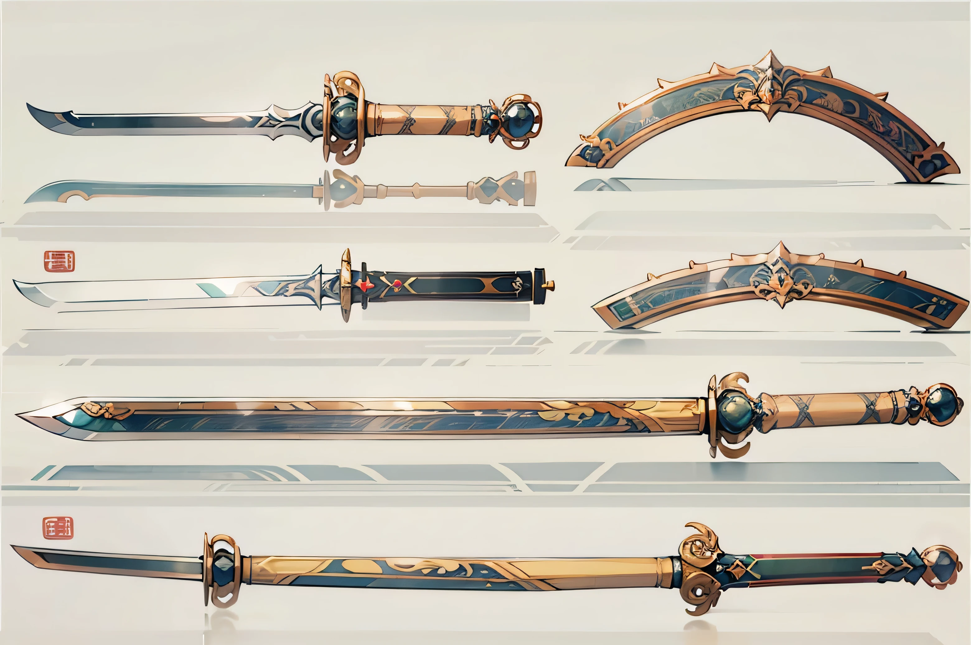 (((best quality))), (((masterpiece))), Weapons to be included in the Weapon Encyclopedia, Chinese sword, simple sword, white background