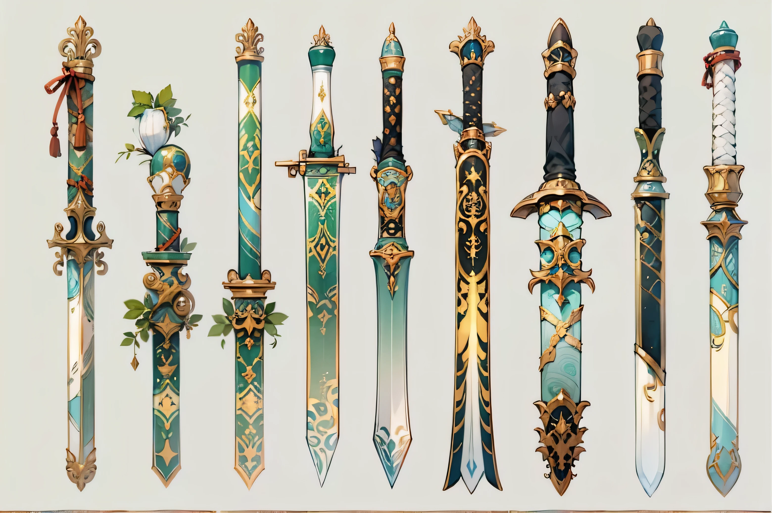 (((best quality))), (((masterpiece))), Weapons to be included in the Weapon Encyclopedia, Chinese sword, simple sword, white background