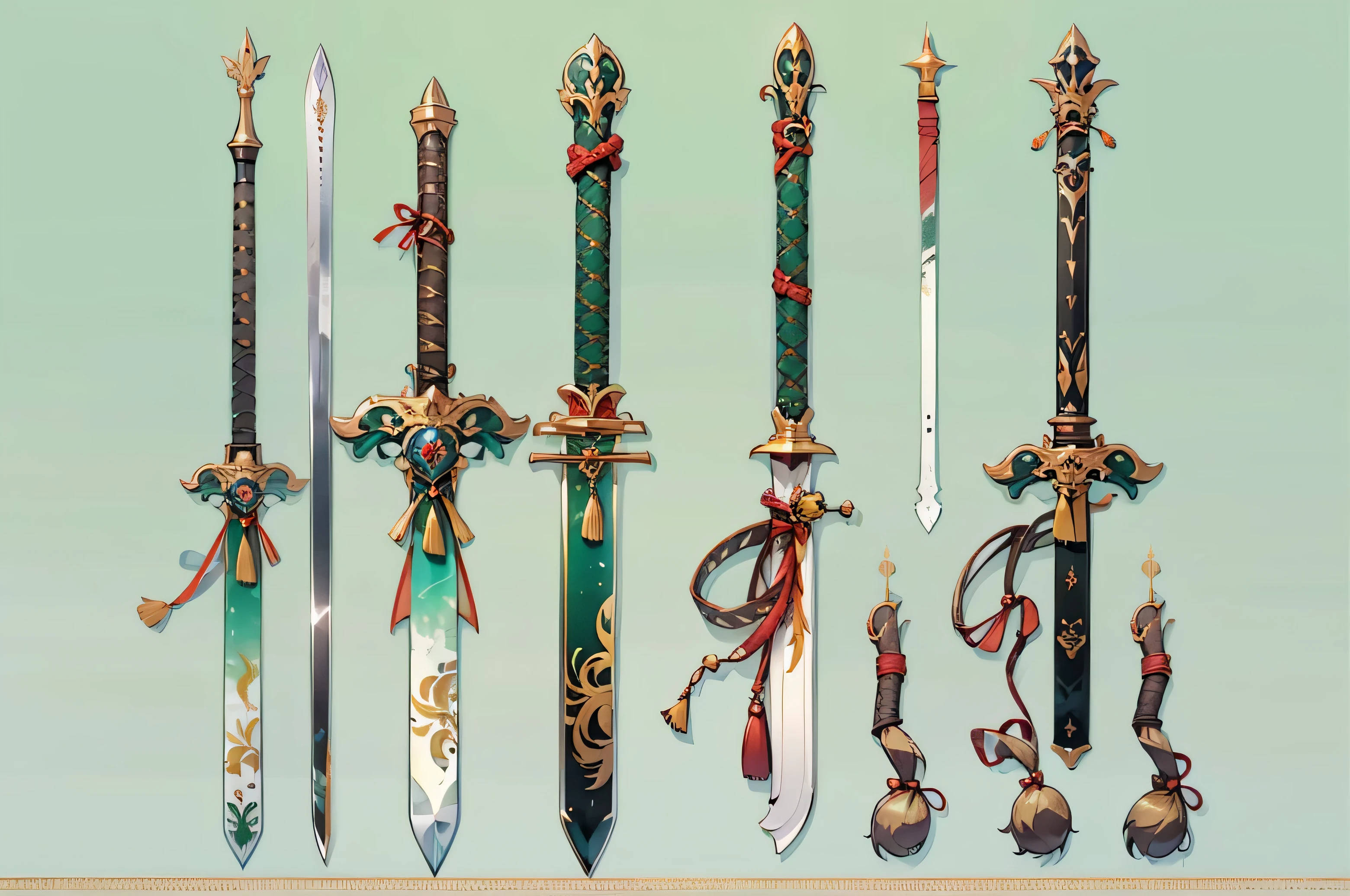 (((best quality))), (((masterpiece))), Weapons to be included in the Weapon Encyclopedia, Chinese sword, simple sword, white background