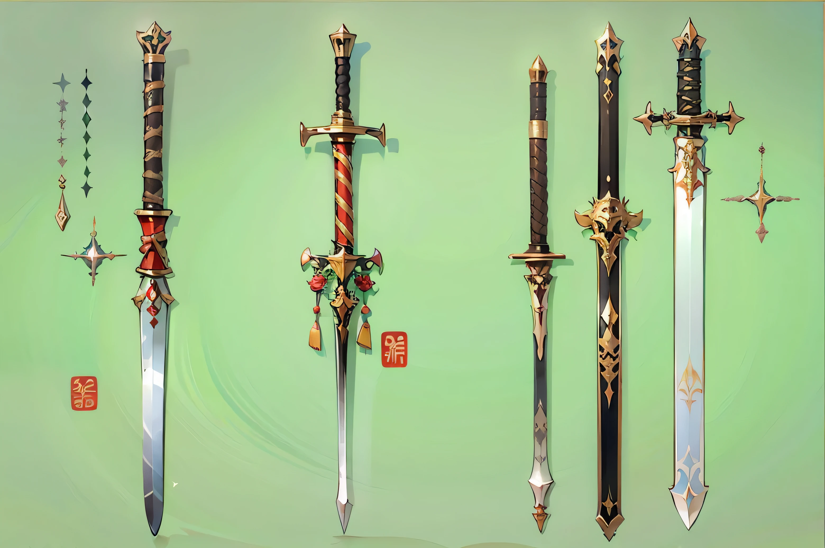 (((best quality))), (((masterpiece))), Weapons to be included in the Weapon Encyclopedia, Chinese sword, simple sword, white background