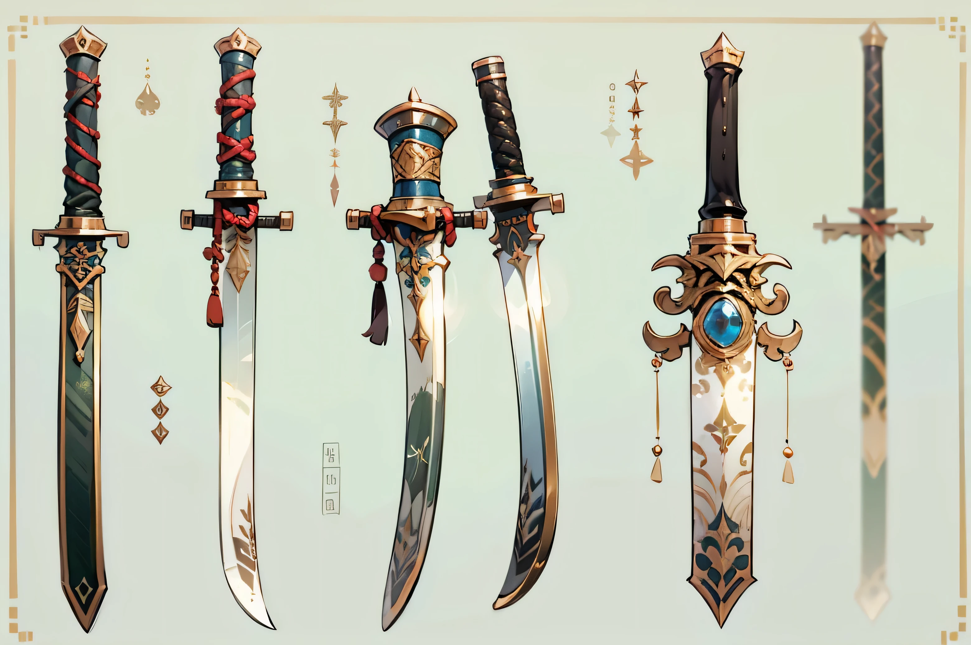 (((best quality))), (((masterpiece))), Weapons to be included in the Weapon Encyclopedia, Chinese sword, simple sword, white background