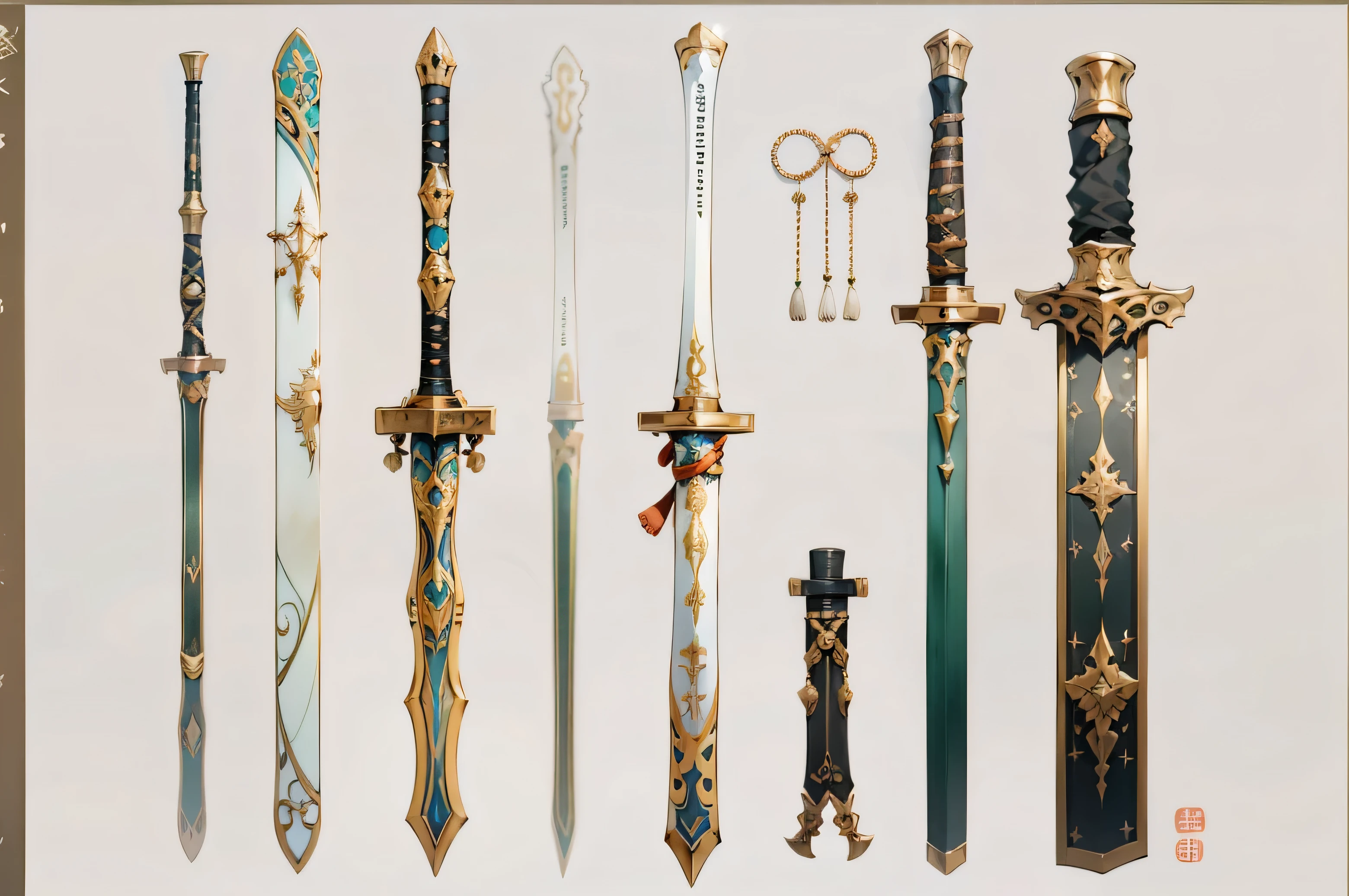 (((best quality))), (((masterpiece))), Weapons to be included in the Weapon Encyclopedia, Chinese sword, simple sword, white background