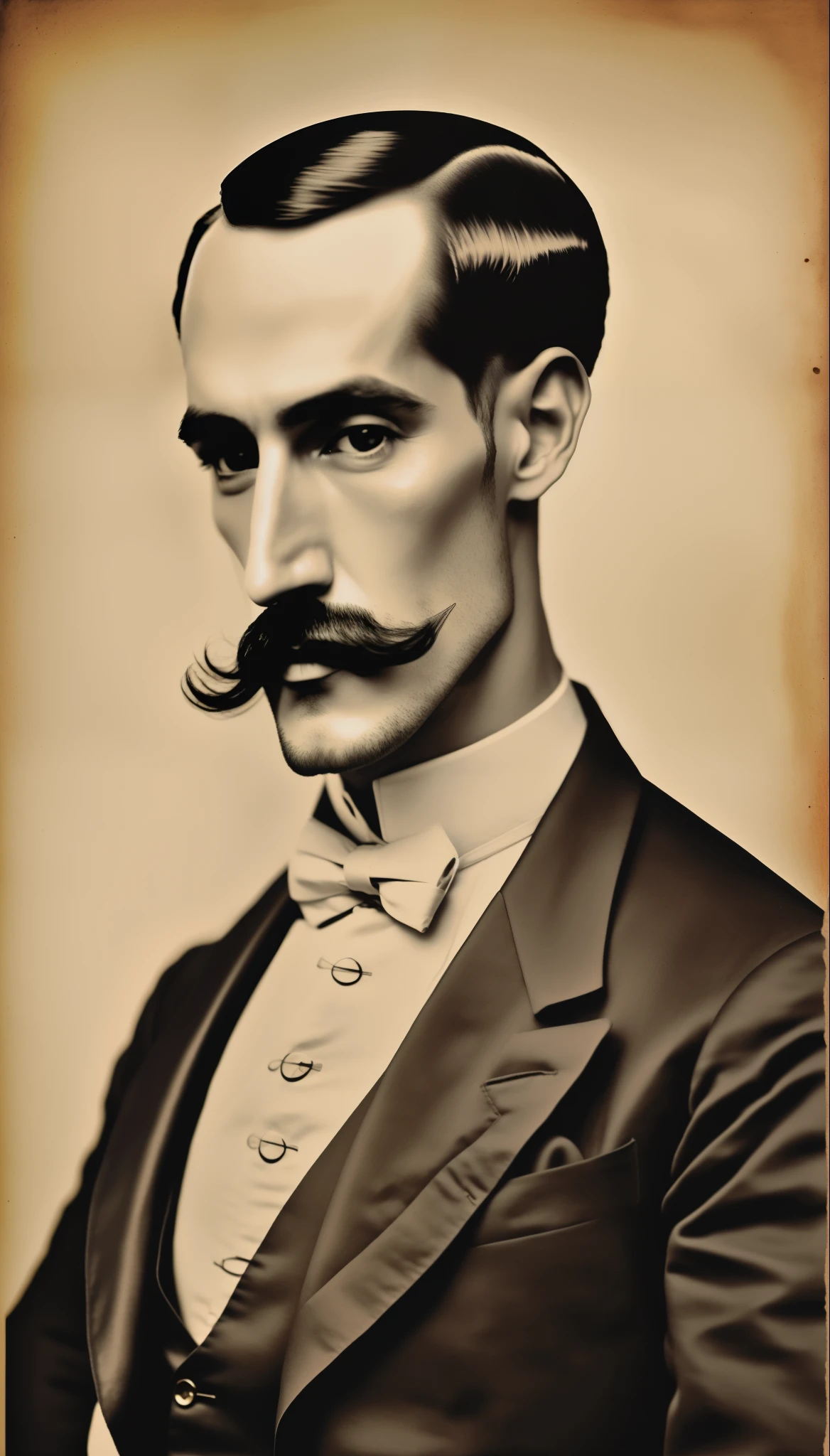 imagen arafed de un hombre con bigote y bigote, inspirado en Eugenio de Arriba, inspirado en Rudolf Hausner, inspired by Edo Murtić, inspirado en Luigi Kasimir, inspirado por Adolf Dietrich, inspirado en Alfred Leslie, inspired by Salvador Dalí, inspired by József Borsos, retrato de nikola tesla