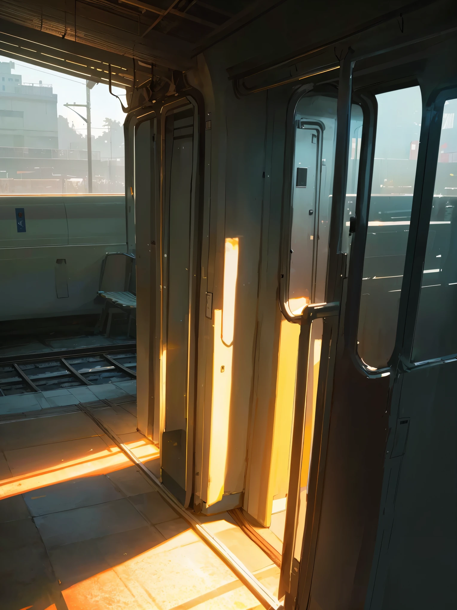 A person waiting for a train in a quiet atmosphere,soft lighting,deserted seats,outside view,train station Medium: illustration Image quality: (best quality,4k,8k,highres,masterpiece:1.2),ultra-detailed,(realistic,photorealistic,photo-realistic:1.37),HDR,UHD,studio lighting,sharp focus,physically-based rendering,extreme detail description,professional Art style: realistic Color tone: soft tones Lighting: soft and soothing