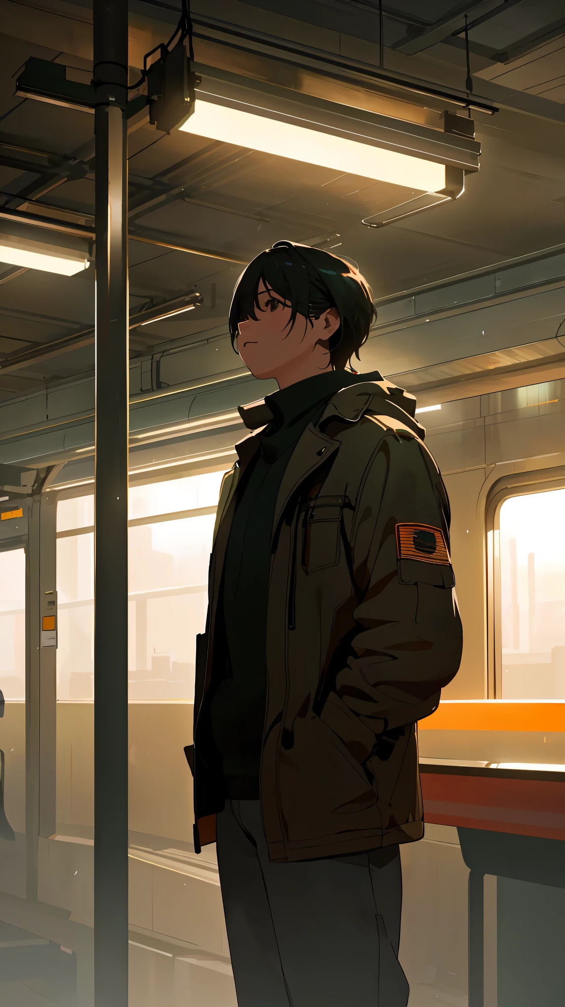 A person waiting for a train in a quiet atmosphere,soft lighting,deserted seats,outside view,train station
Medium: illustration
Image quality: (best quality,4k,8k,highres,masterpiece:1.2),ultra-detailed,(realistic,photorealistic,photo-realistic:1.37),HDR,UHD,studio lighting,sharp focus,physically-based rendering,extreme detail description,professional
Art style: realistic
Color tone: soft tones
Lighting: soft and soothing