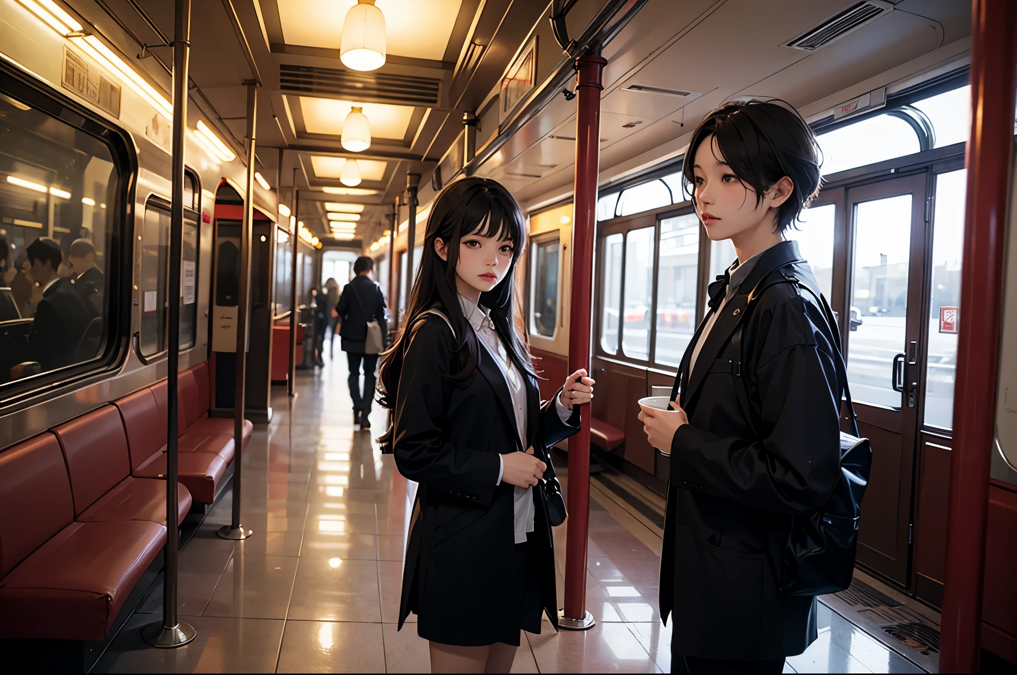 comics, bright starry sky. romantic train station, Xin Haicheng's pictures, pure, concept art, Lofi Art style, reflection. author:Xin Haicheng, Lofi Art, Beautiful anime scene, anime scenery, Detailed Landscape—Width 672, Xin Haicheng's style, Xin Haicheng的風格, Enhance details.