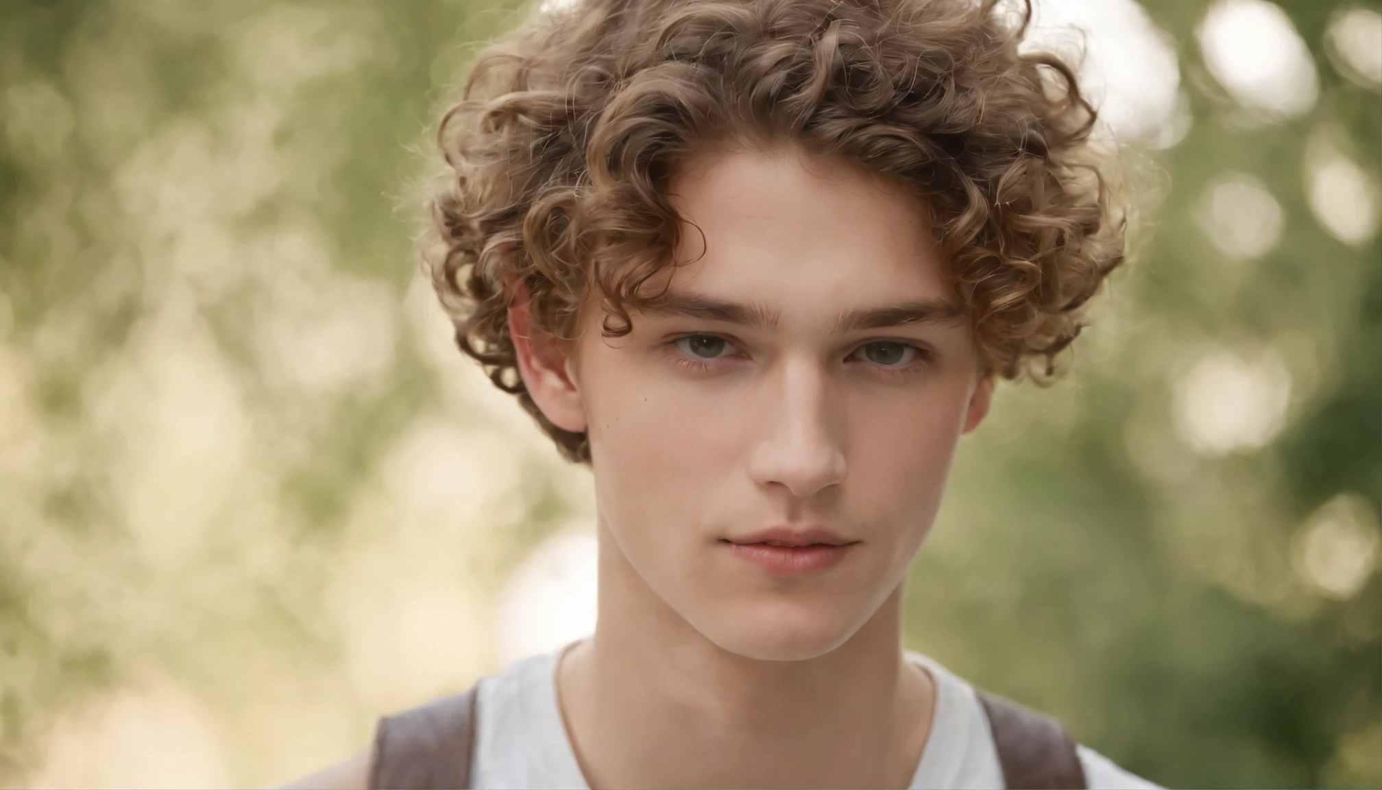 White with curly hair and skinny leather touches teenenis