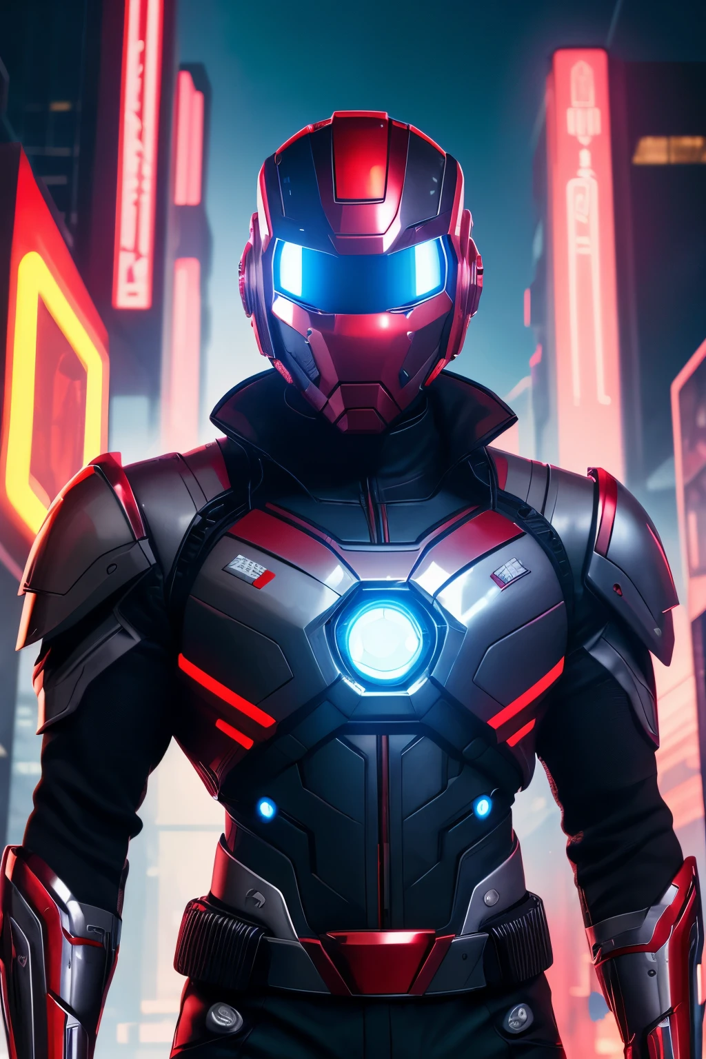 cyberpunklxd, Cyberpunk Warrior made of fire, Hannya mask, solo, weapon, 1boy,red eyes, male focus, looking at viewer, holding weapon,Cyber City, science fiction,red cape,volumetric light,(8k, RAW photo, best quality, masterpiece), realistic,8K,HDR,UHD,masterpiece,best quality,highly detailed,wallpaper,reality ray tracing,