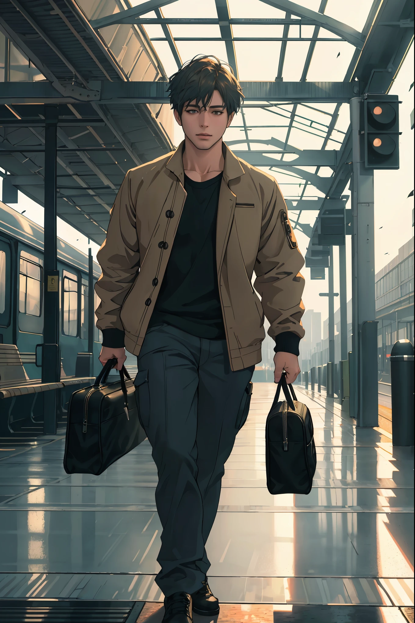 A person waiting for a train in a quiet atmosphere,soft lighting,deserted seats,outside view,train station
Medium: illustration
Image quality: (best quality,4k,8k,highres,masterpiece:1.2),ultra-detailed,(realistic,photorealistic,photo-realistic:1.37),HDR,UHD,studio lighting,sharp focus,physically-based rendering,extreme detail description,professional
Art style: realistic
Color tone: soft tones
Lighting: soft and soothing
