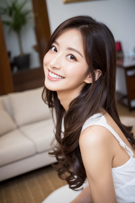 highest resolution, 4k, masterpiece: 1.3), japanese mature, photo of a woman, sexy: 1.1, fine eyes, slender body shape, realistic teeth, double eyelid, smile, whole body, highest quality, be familiar with, beauty, married woman, cleaning the living room