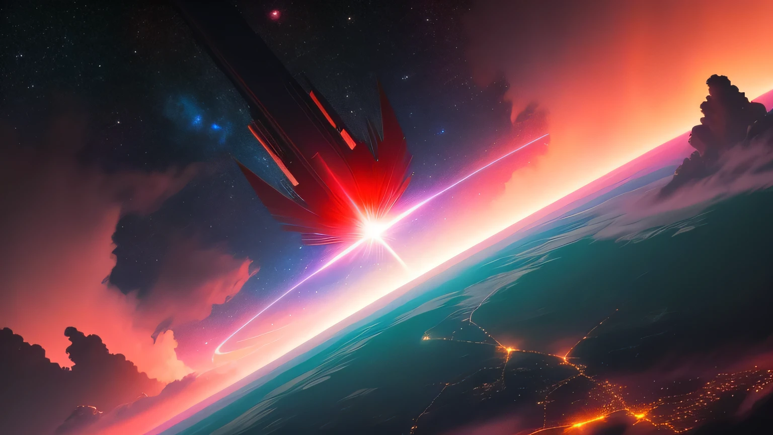 red space cloud, galaxy, space, Глубокий space, surrounded by darkness, Дальняя star, Red Star, bright Star, red space, Resolution 8K, ultra detailed, Fantasy atmosphere, centered, fairy, the hard part, Cinematic lightning, unreal engine, Realistic, фотоRealistic, Hyper detailed, crazy details, Super resolution, Megapixel, FCA, thai, RTH, star, Post-processing
