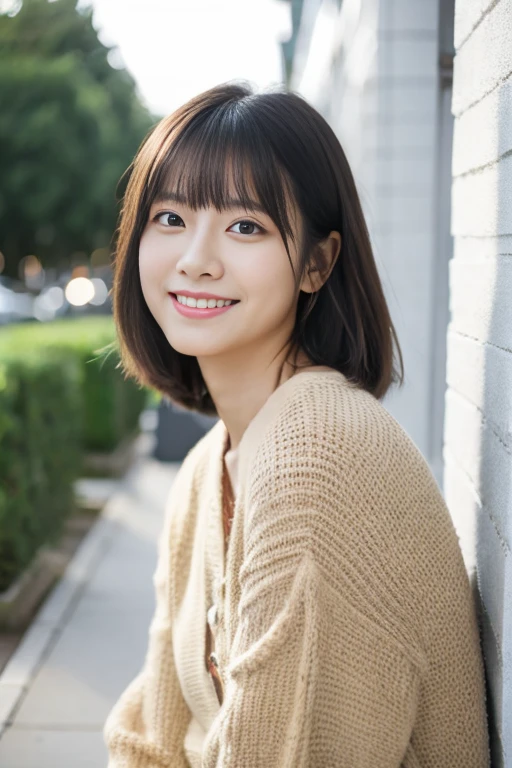 Cute Japanese woman with a short cut walking in the park feeling the flower petals in the spring breeze、confetti、Photoreal、detailed and beautiful eyes、hyper realism、high contrast、ultra hd、realistic skin texture、best image quality、highest quality、超A high resolution、small details、very politely