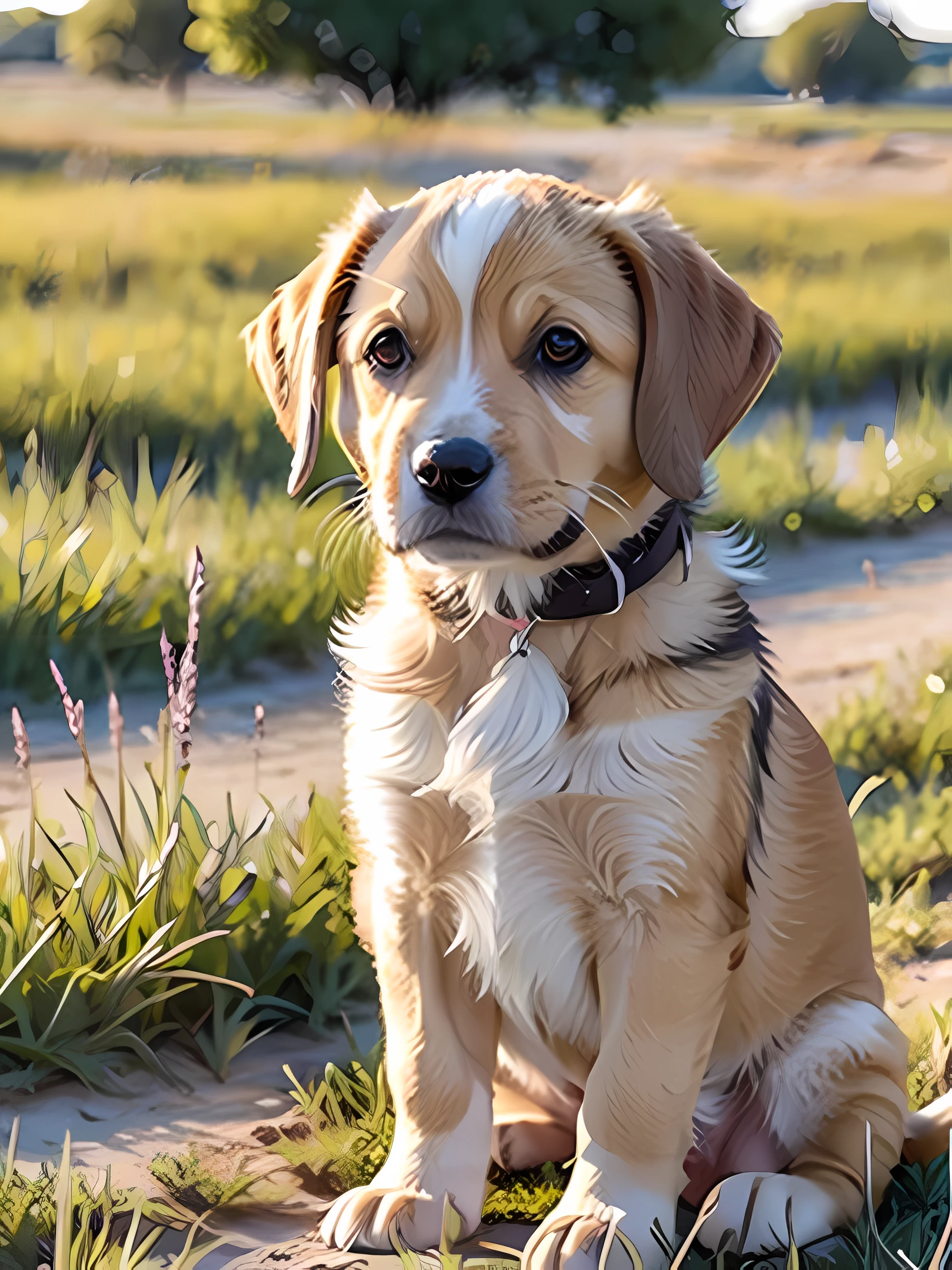 prairie background,puppy,Lovely