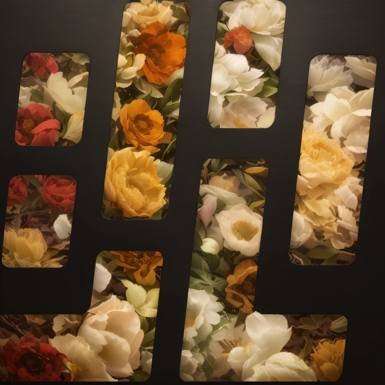 Logo covered with flowers,fresh,abundant,three-dimensional sense,Layering,Sense of space,3D