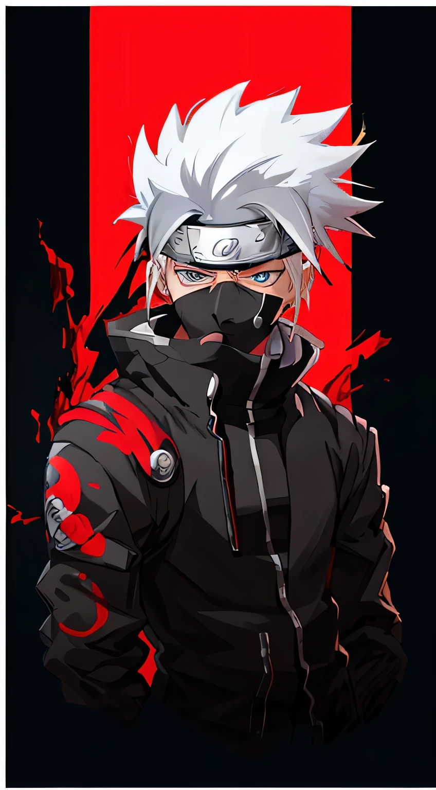 a poster of a man with white hair and a black jacket, kakashi hatake, badass anime 8 k, naruto artstyle, kakashi, trigger anime artstyle, joker as naruto, akatsuki akira, shinobi, high quality anime artstyle, anime wallaper, pain from naruto, anime style character, anime style 4 k, anime wallpaper 4 k