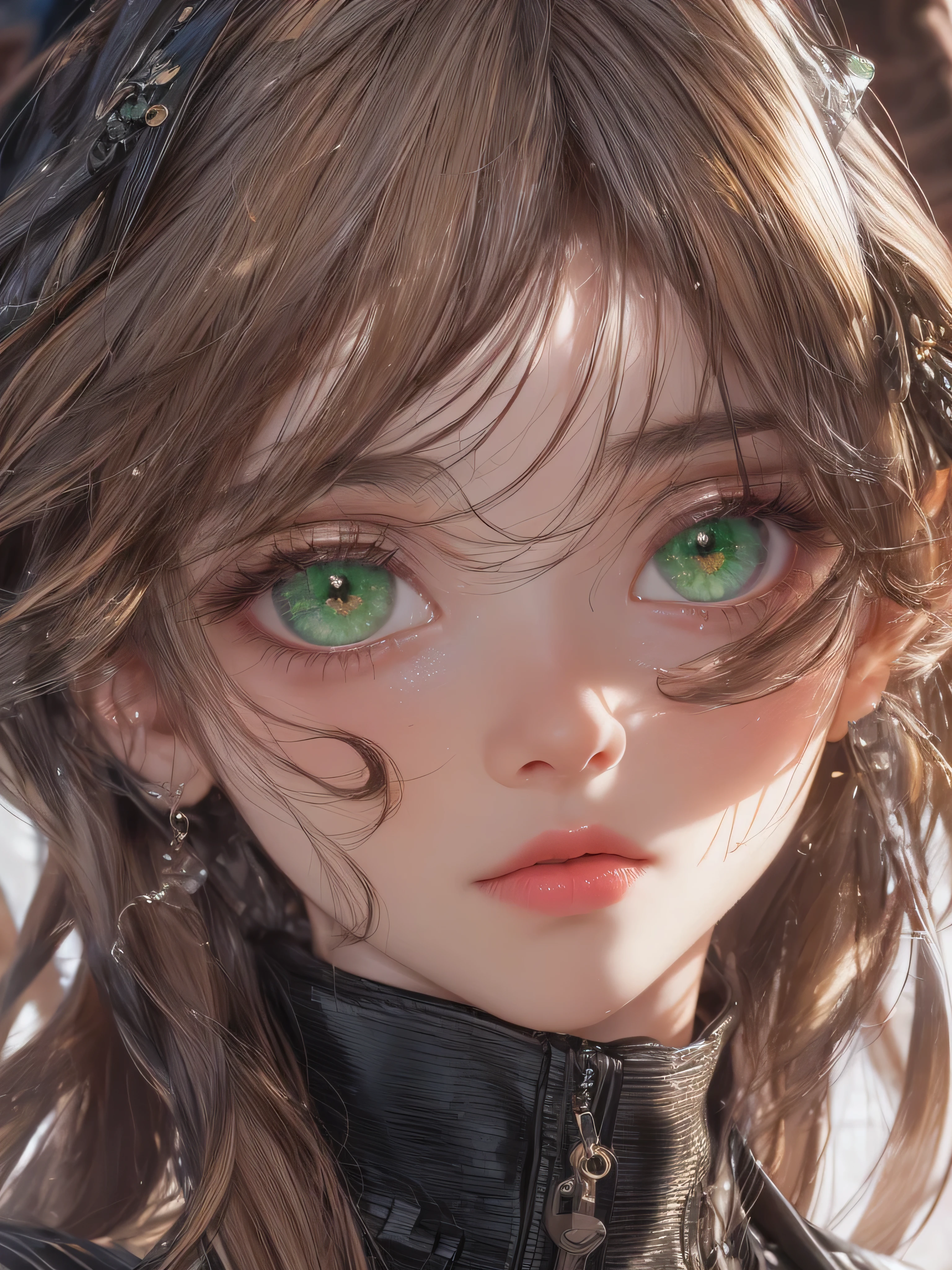 Masterpiece, 1 beautiful girl, Detailed eye, Swollen eyes, top quality, 超A A high resolution, (reality: 1.4), cinema lighting, Very, Very beautiful, Beautiful skins, Thin, frame, Forward-facing, (Hyperrealistic), (A high resolution), (8K), (Very detailed), ( best illustration), (beautifully detailed eyes), (ultra detailed), detailed face, bright lighting, professional lighting、the most beautiful and sexy girl, brown wavy hair, bright green eyes, bright green eyes, Dark African skin, wears an incredibly detailed suit or top, average grul, Cleavage show, have tattoos and piercings, around , cherry blossoms fluttering in the wind, around острава и горы, cinematic, невероятно совершенный Masterpiece, high quality, A high resolution
