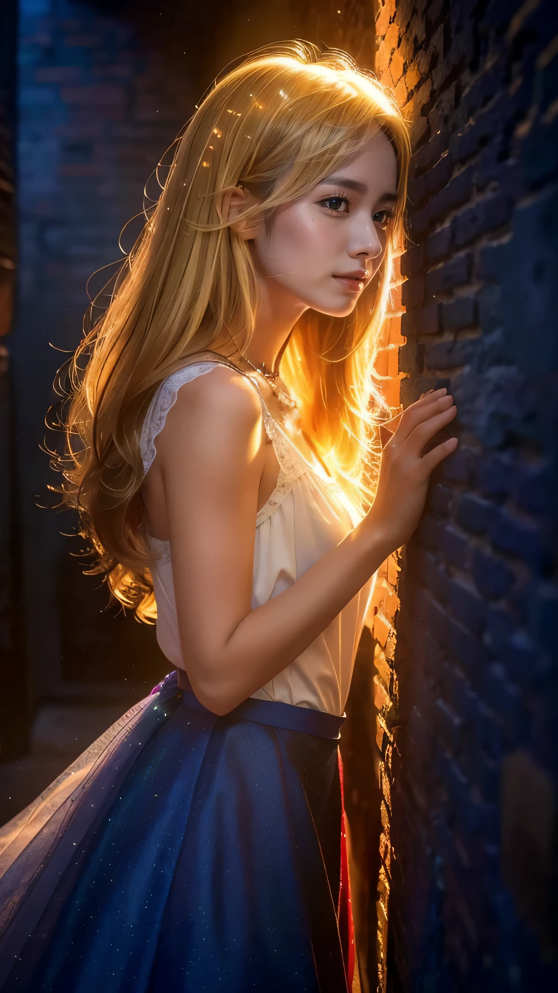 (masterpiece),(highest quality:1.2),1 girl,(Masseter muscle part:1.3),exquisite details, highest qualityの 8K 解像度, super detailed, realistic, Bright colors, soft tones, With warm and gentle lighting,(smooth straight blonde hair:1.2),(parted hair in the middle:1.3),(shining hair),(dark blue eyes:1.3),white skin, Barrette,small necklace,A gentle feeling overflows,The sun's rays illuminate joy and pure love, warm golden glow,The atmosphere is full of happiness and laughter, It's like celebrating love,super detailed depiction and vivid colors,A style that combines romanticism and realism,depth of love,color palette,Creates a dream-like, fantastical atmosphere,Lighting is soft and diffuse,masterpieceアートワーク