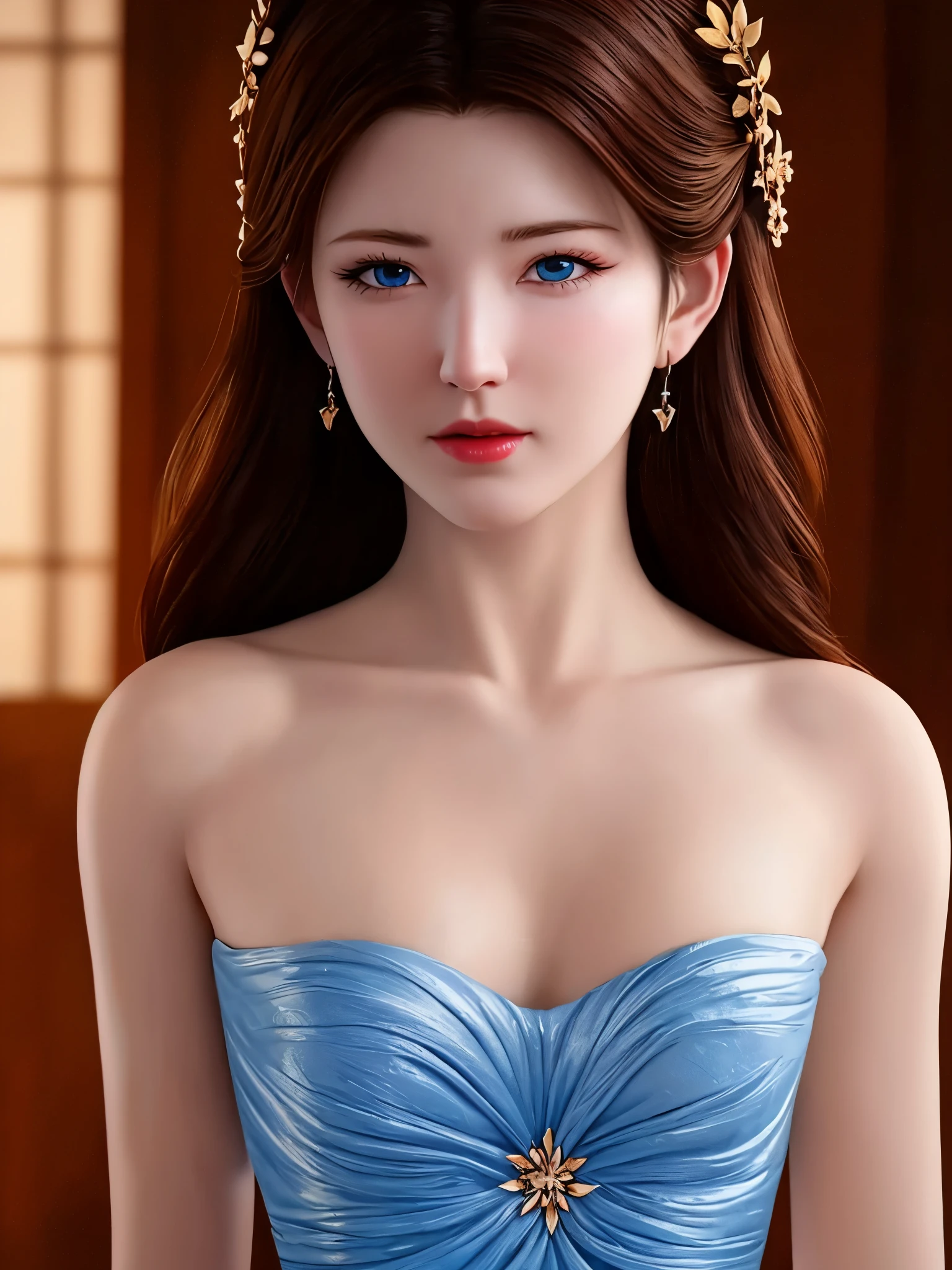 best quality, masterpiece, highres, china dress,hair ornament,necklace, jewelry,Beautiful face,upon_body, tyndall effect,photorealistic, dark studio, rim lighting, two tone lighting,(high detailed skin:1.2), 8k uhd, dslr, soft lighting, high quality, volumetric lighting, candid, Photograph, high resolution, 4k, 8k, Bokeh, (hyperrealistic girl), (illustration), (high resolution), (8K), (extremely detailed), (best illustration), (beautiful detailed eyes), (best quality), (ultra-detailed), (masterpiece), (wallpaper), (photorealistic), (natural light), (rim lighting), (detailed face), (high detailed realistic skin texture), (anatomically correct), (solo), (1 girl), (high detailed realistic hair), (caramel hair:1.35), (heterochromic eyes), (detailed eyes), (blue eyes:1.37), (sparkling eyes), (realistic huge breasts:1.5), (exposed nipples breasts:1.35), (long legs), (slender abs), (dynamic pose), (closed tiny mouth:1.3), (nsfw), (concentrated expression), (topless)