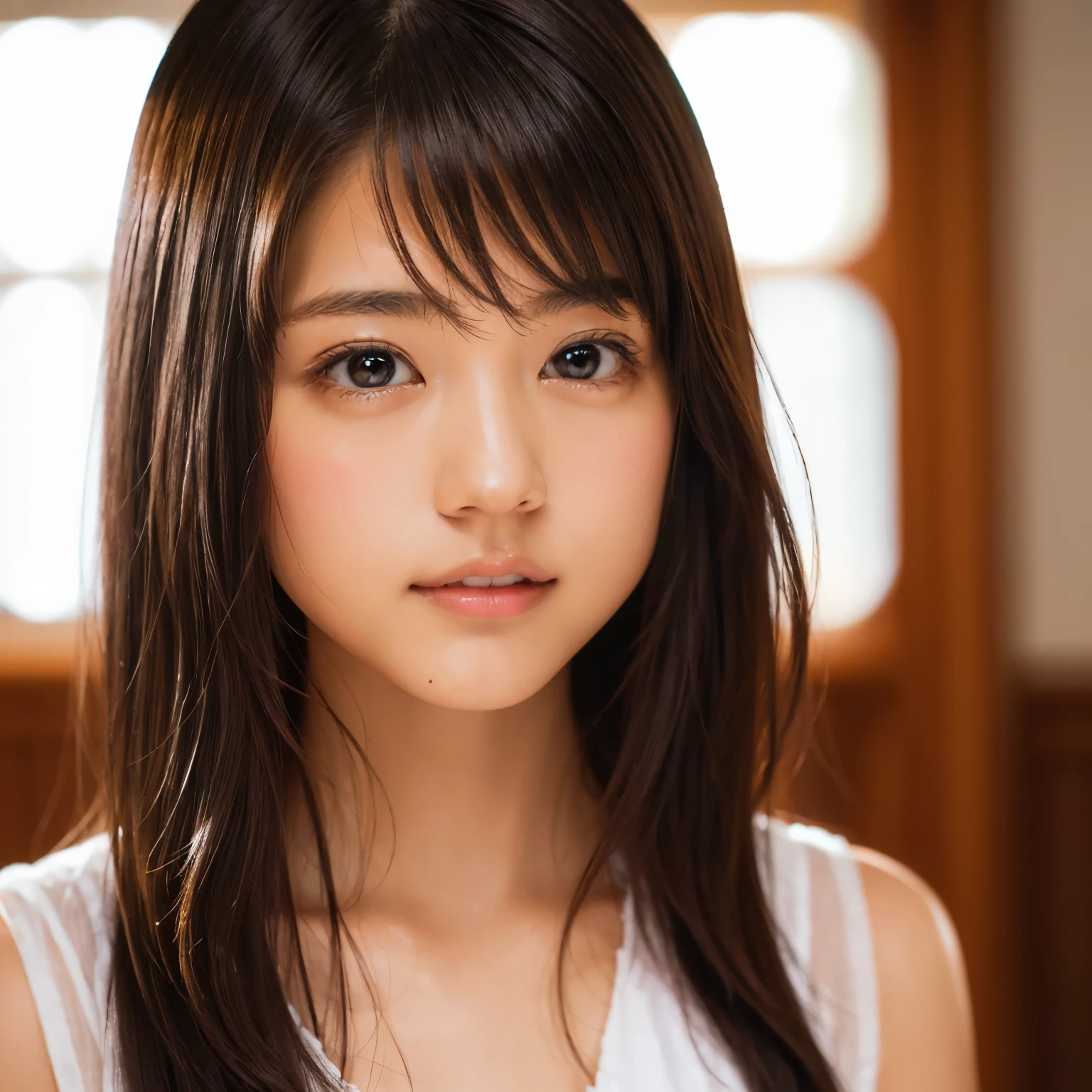 identical twin sisters、Highly detailed CG Unity 32K wallpaper, realistic , photo-realistic , RAW photo , High-definition RAW color photo , professional photos , highest quality , 超A high resolution , super detailed , official photo . break out of sharp focus , detailed shadow , soft lighting , Bokeh , bloom , light from the front , cinematic lighting , light shines on your face , beautiful lighting , retro environment , camera flash , polaroid photo , i will fix it , graduated tone , film grain . adorable girl , kind , thank you , enchanting smile , natural makeup , beautiful eyes , Big eyes , natural eyes . thin eyebrows . break small breasts . slim . low length . beautiful skin . glowing skin . smooth skin . natural skin . Blake POV . ((close)) . (beautiful face) .identical twin sisters、 half body shot,Cute girls with high details,(20-year-old)、