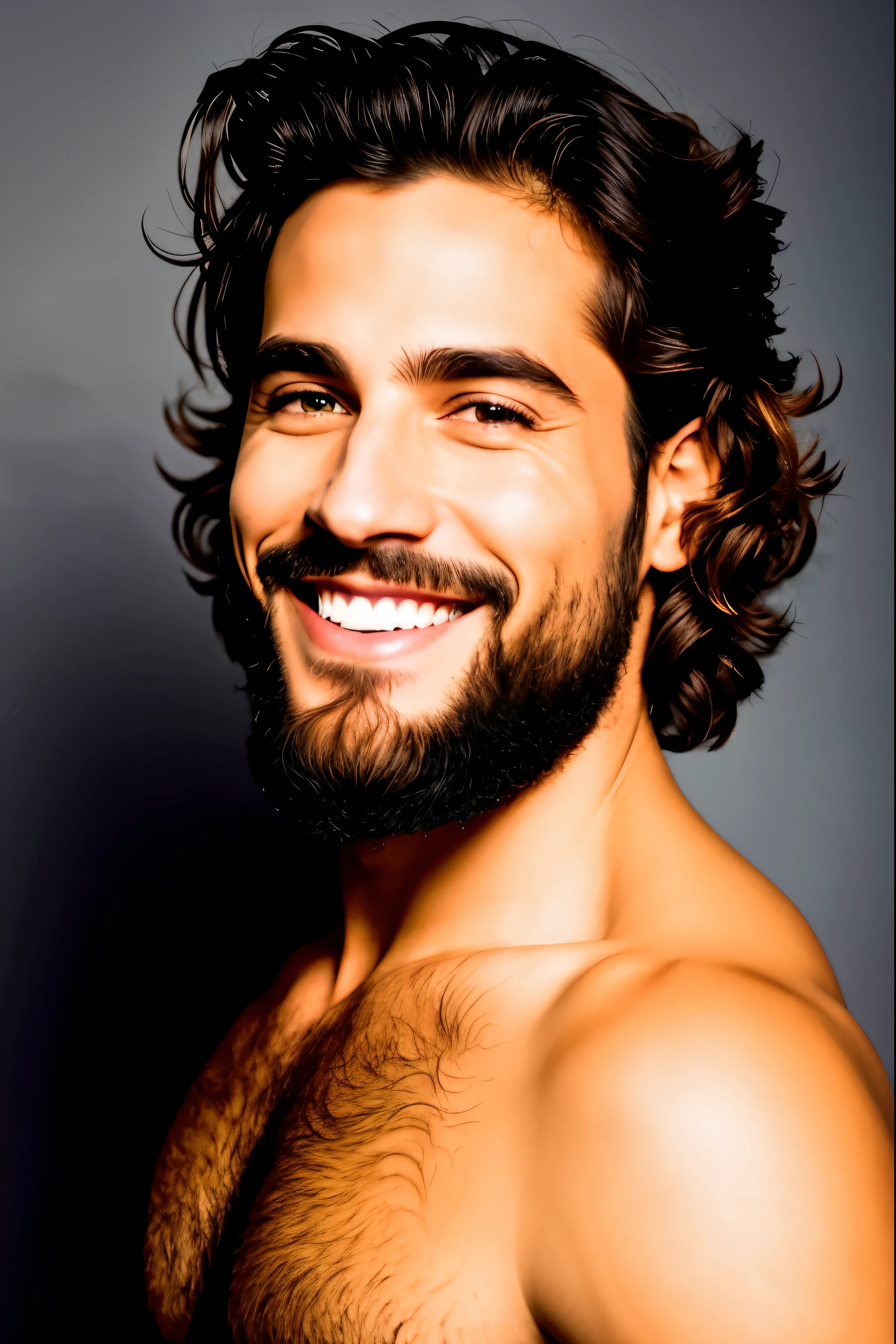hombre arafed con barba y una sonrisa sobre un fondo gris, hermosa y sonriente, sonriente male, hombre muy atractivo con barba, sonriente :: atractivo, hermoso joven, hermoso hombre barbudo, hombre guapo, hermoso rostro masculino, sonriente seductively, sonriente man, atractivo male, by Adam Dario Keel, sonriente sweetly, portrait of hermoso joven, cara atractiva y hermosa