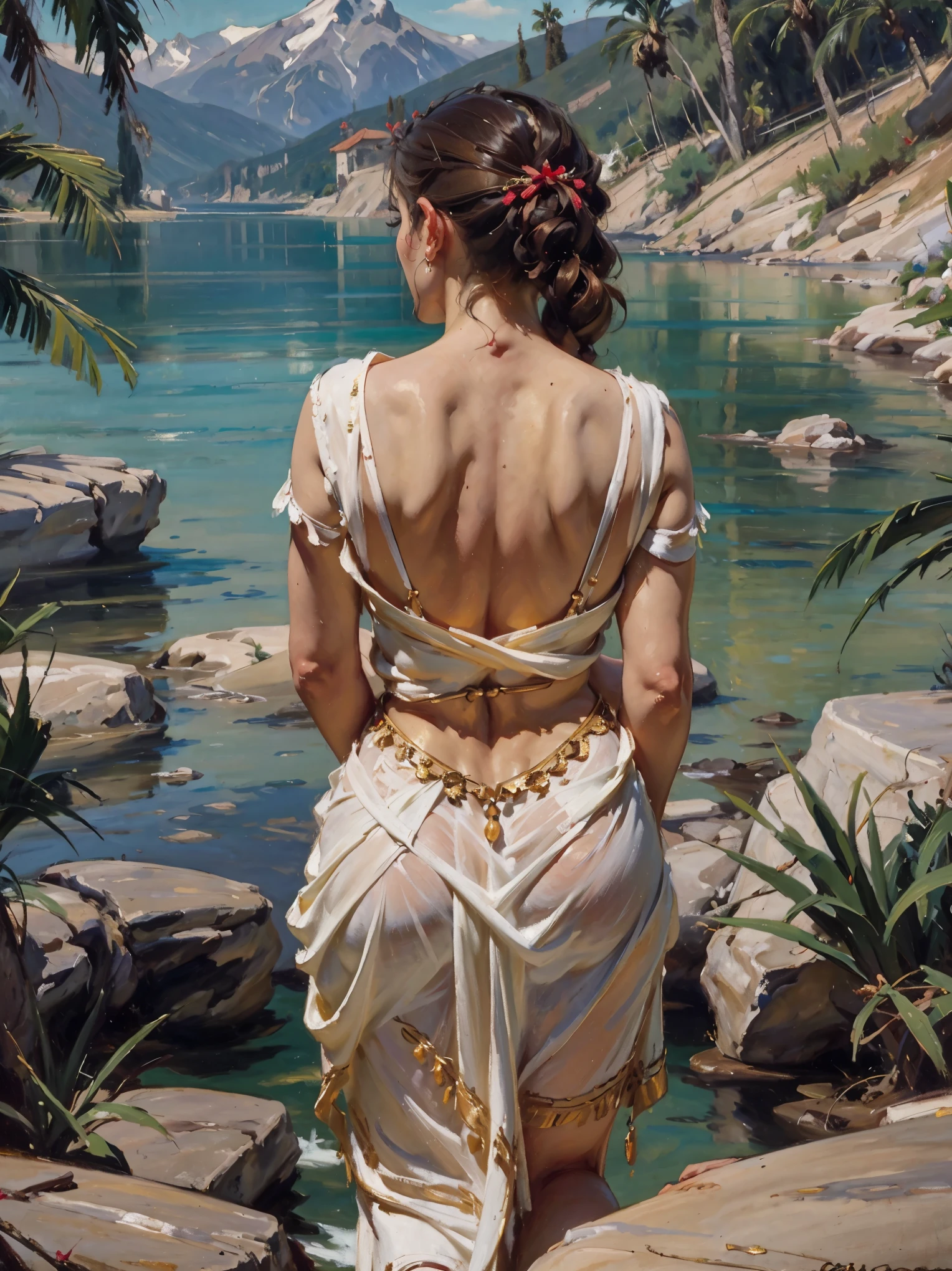 (AOC:1.1), bragas, from behind, encorvado, Caderas anchas, muslos gruesos, Oil painting, by sargent