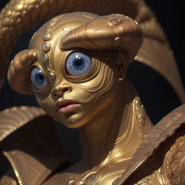 (Masterpiece:1.3), (8K, Photorealistic, RAW photo, Best Quality: 1.4), Venus alien, scales covering her body,  intricate gills, evolved multiple eyes, membranous wings, toxin-secreting glands, High Definition, Golden Ratio, Detail Face, Look at the Beholder