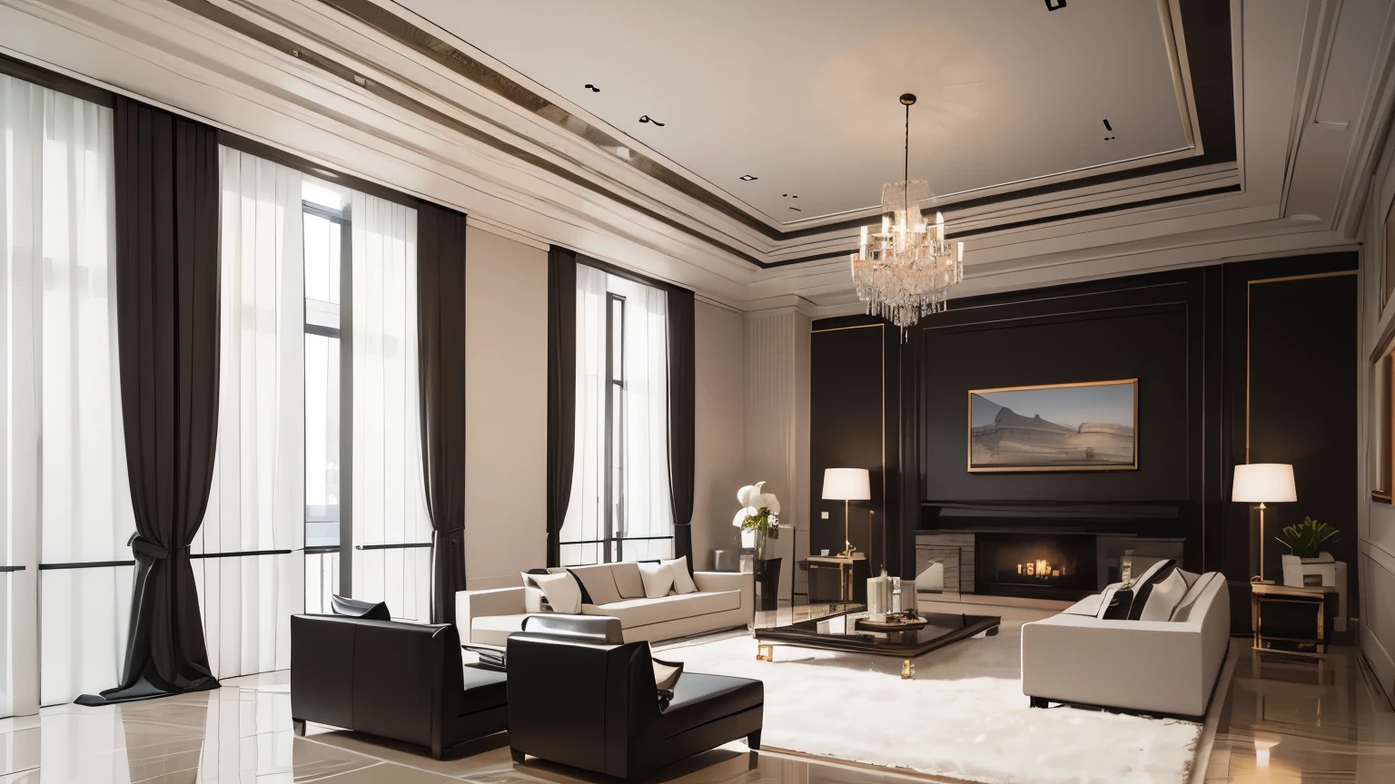 you are a famous interior designer、I was asked to create a 3D image of a large modern room.。. Create a harmonious environment with modern and minimalist furniture. Including garden interior.