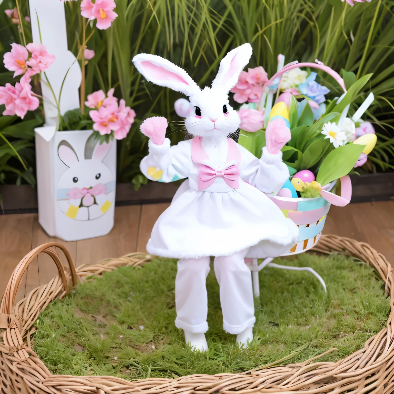 Live Easter bunny, interesting pose, for sketch