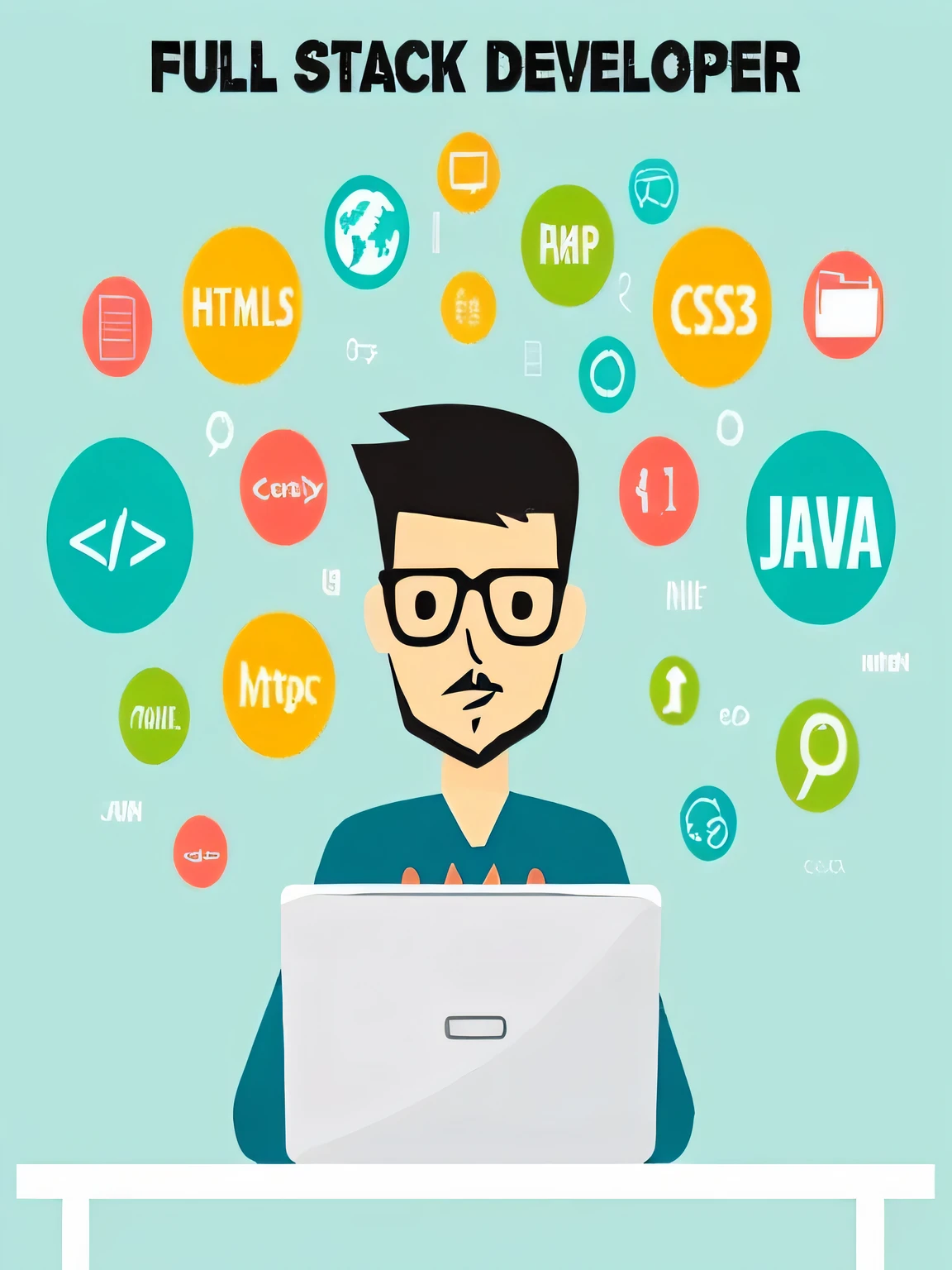 a man sitting at a desk with a laptop and many different icons, full device, developers, programmer, professional, full head, stacks, avatar for website, rack, stacked, full size, professionally, full team, professional work, fully symmetrical, stacked image, stunning design, stacked computer screens, professional image, multi - level, expert