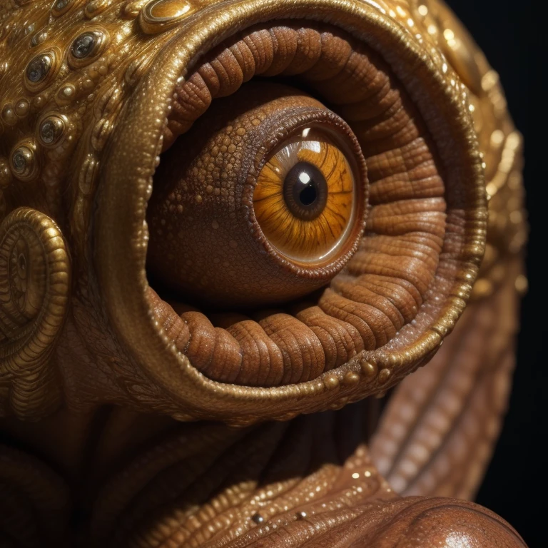 (Masterpiece:1.3), (8K, Photorealistic, RAW photo, Best Quality: 1.4), Venus alien, scales covering her body, intricate gills, evolved multiple eyes, membranous wings, toxin-secreting glands, High Definition, Golden Ratio, Detail Face, Look at the Beholder