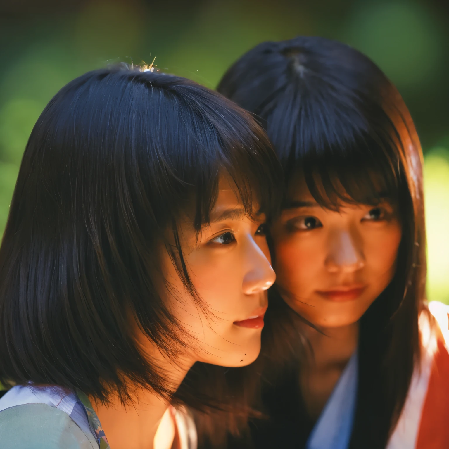 two beautiful japanese women kissing、、Highly detailed CG Unity 32K wallpaper, realistic , photo-realistic , RAW photo , High-definition RAW color photo , professional photos , highest quality , 超A high resolution , super detailed , official photo . break out of sharp focus , detailed shadow , soft lighting , Bokeh , bloom , light from the front , cinematic lighting , light shines on your face , beautiful lighting , retro environment , camera flash , polaroid photo , i will fix it , graduated tone , film grain .