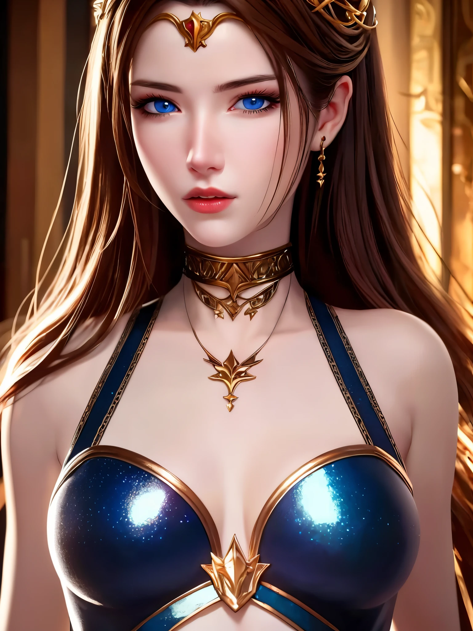 Unreal Engine 5 Realistic Rendering, detailed lips, long wavy hair, serpents for hair, fierce expression, pale complexion, mesmerizing gaze, mythical creature, dark and mysterious background, artistic oil painting style, vibrant colors, soft lighting, (hyperrealistic), (illustration), (high resolution), (8K), (extremely detailed), (best illustration), (beautiful detailed eyes), (best quality), (ultra-detailed), (masterpiece), (wallpaper), (photorealistic), (natural light), (detailed face), (high detailed realistic skin texture), (anatomically correct), (solo), (1 girl), (high detailed realistic hair), (caramel hair:1.35), (heterochromic eyes), (detailed eyes), (blue eyes:1.37), (sparkling eyes), (realistic big breasts:1.5), (long legs), (slender abs), (dynamic pose), (closed tiny mouth:1.3), (concentrated expression),