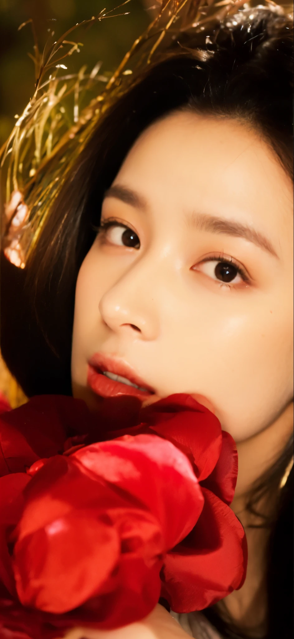 ((​Masterpiece, Top image quality, high resolution、alone、skin shiny))(on the table, best quality, actual, super detailed, meticulous, high resolution, 8k wallpaper),huge breasts， Close-up portrait of a beautiful woman, like, smiling, light brown messy hair, Perfect dynamic composition, 美丽meticulous的眼睛, Just like the cover of a fashion magazine, on campus，Gorgeous costumes，hot stamping clothing，One of them is wearing a pink tulle dress，long black hair、8-year-old girl wearing pink bow hairpin sitting on the ground holding balloons，The white buds do not exceed the knees，girl&#39;bedroom，pink girl&#39;Room decoration。
