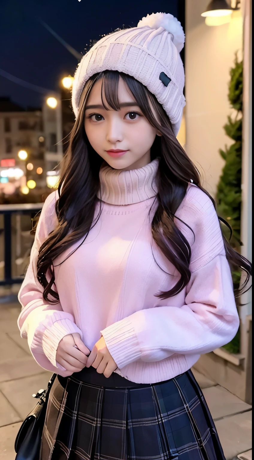 The beauty of winter spreads,outdoors,garden,Night sky ADDCOMM ADDCOL ADDCOL Blue moon ADDROW Snow ADDCOL It's snowing ADDCOL It's snowing ADDROW Pink primrose flower ADDCOL 1girl,long hair,black hair,flowing bangs:1.3,green eyes,mole under left eye:1.3,black eyes,medium breasts,pink heart hair accessories,Winter clothes,sweater,beanie hat,long sleeve,scarf,turtleneck,sleeves go over wrists,ribbed sweater
ADDCOL
ADDROW pink primula flowers
ADDCOL 1girl,pleated skirt ADDCOL
(masterpiece:1.2), (highest quality:1.2)