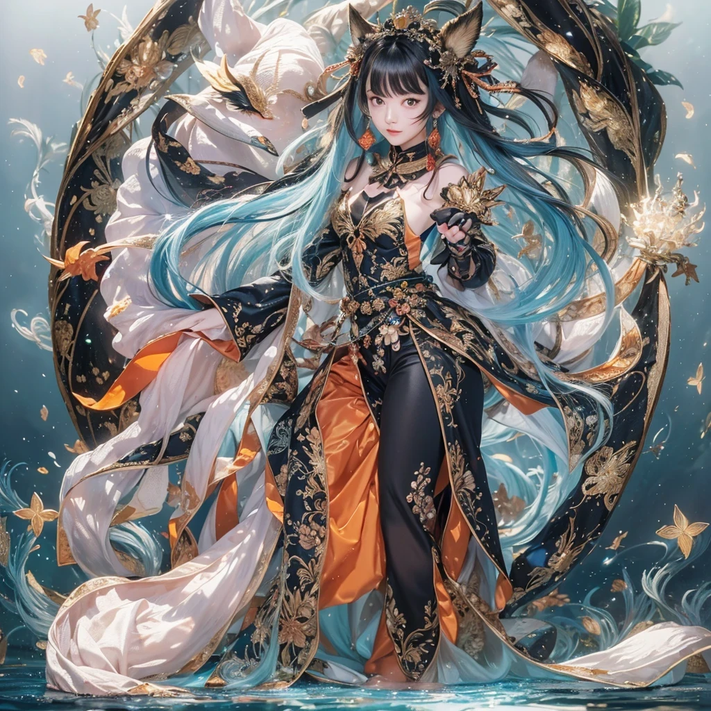 Feitian Nine Tails Light Blue Celestial Master Flame Hairy Fox Star,novel,Torch Night Black Gold Orange Snake Print Silk Trousers,Rouge Diamond Tulle Sheer Lizard Print,Fat girl flying in space in the snow 1:900 miniatures,Front view,pure transparency,put on boxing gloves,Wear gold-framed reflective sunglasses,Panoramic super wide angle,very happy,Authentic and delicate texture,Strong visual impact,Super detailed,dream girl,delicate face型,beautiful eyes,Hair floating in the air, Cherry style,Zhou Xiaotong,crystal clear,Good sense of perspective,Light and shadow effects,16K smooth,surface reflected light,flowing black hair,Water Goddess 32K,complicated,grace,Very detailed,magnificent,digital photography,Autumn Cowboy Shooting,Surrealism,broken ruby,defeat magic,Water magic entanglement,(masterpiece,movie lighting,beautiful eyes:1.2),high dynamic range,void 5 energy storm,(china 1 girl,black eyes:1.5),rouge skin,glowing skin,(sit on stone:1.5),delicate face,black hair,Put on gorgeous golden armor,take off shoulders,,short skirt,beautiful golden armor,it'It's raining,beautiful big breasts,looking at the audience,Turn your back to the camera,masterpiece,side,side portrait close-up