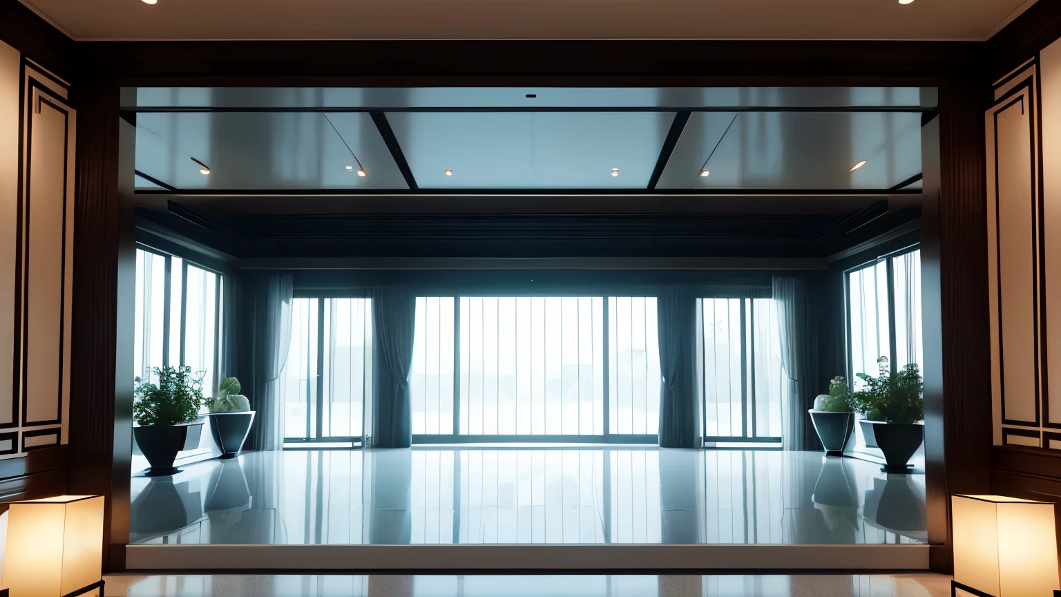 you are a famous interior designer、I was asked to create a 3D image of a large modern room.。. Create a harmonious environment with modern and minimalist furniture. Including garden interior.