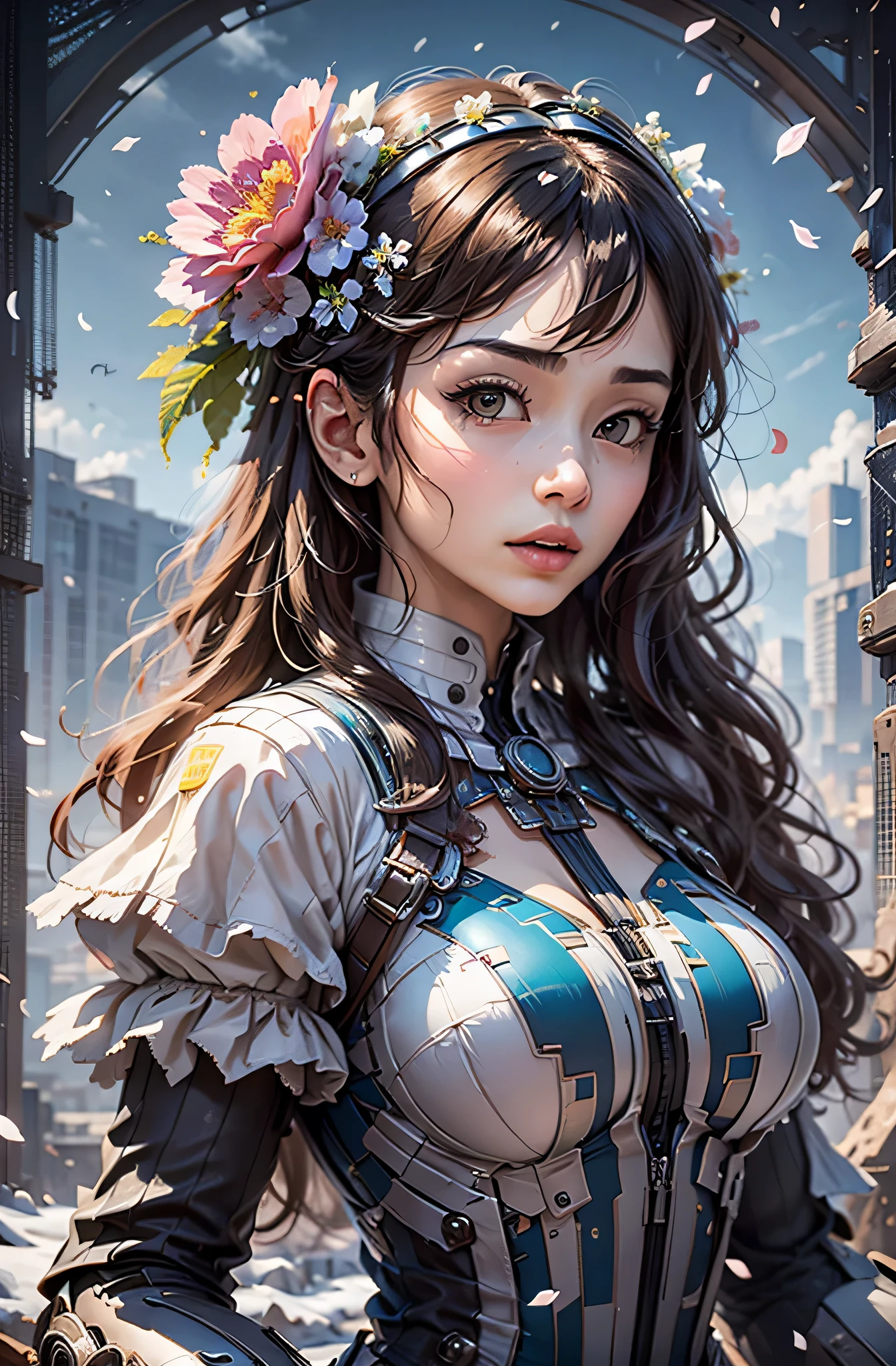 (huge cleavage), (shy expression), ((blush))
