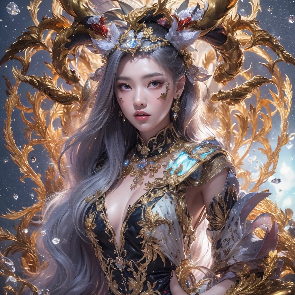 Antlers Flying Nine Tails Light Blue Heavenly Master Flame Hair Star,novel,Torch Night Black Gold Orange Snake Print Silk Trousers,Rouge Diamond Tulle Sheer Lizard Print,Fat girl flying in space in the snow 1:900 miniatures,side view,pure transparency,put on boxing gloves,佩戴金框反Light挡风玻璃眼镜,Panoramic super wide angle,very happy,Authentic and delicate texture,Strong visual impact,super detailed,dream girl,delicate face型,beautiful eyes,Hair floating in the air, cherry style,Zhou Xiaotong,crystal clear,Good sense of perspective,Light影效果,16KLight滑,surface reflected Light,flowing black hair,Water Goddess 32K,complicated,grace,Very detailed,Gorgeous,digital photography,Autumn Cowboy Shooting,Surrealism,broken ruby,defeat magic,Water magic entanglement,(masterpiece,Light,beautiful eyes:1.2),high dynamic range,void 5 energy storm,(china 1 girl,black eyes:1.5),rouge skin,porcelain skin,(sit on stone:1.5),delicate face,black hair,穿上Gorgeous金色铠甲,take off shoulders,,short skirt,beautiful golden armor,it'it'It's raining,With a shy head down,Turn your back to the camera,masterpiece,side,side portrait close-up
