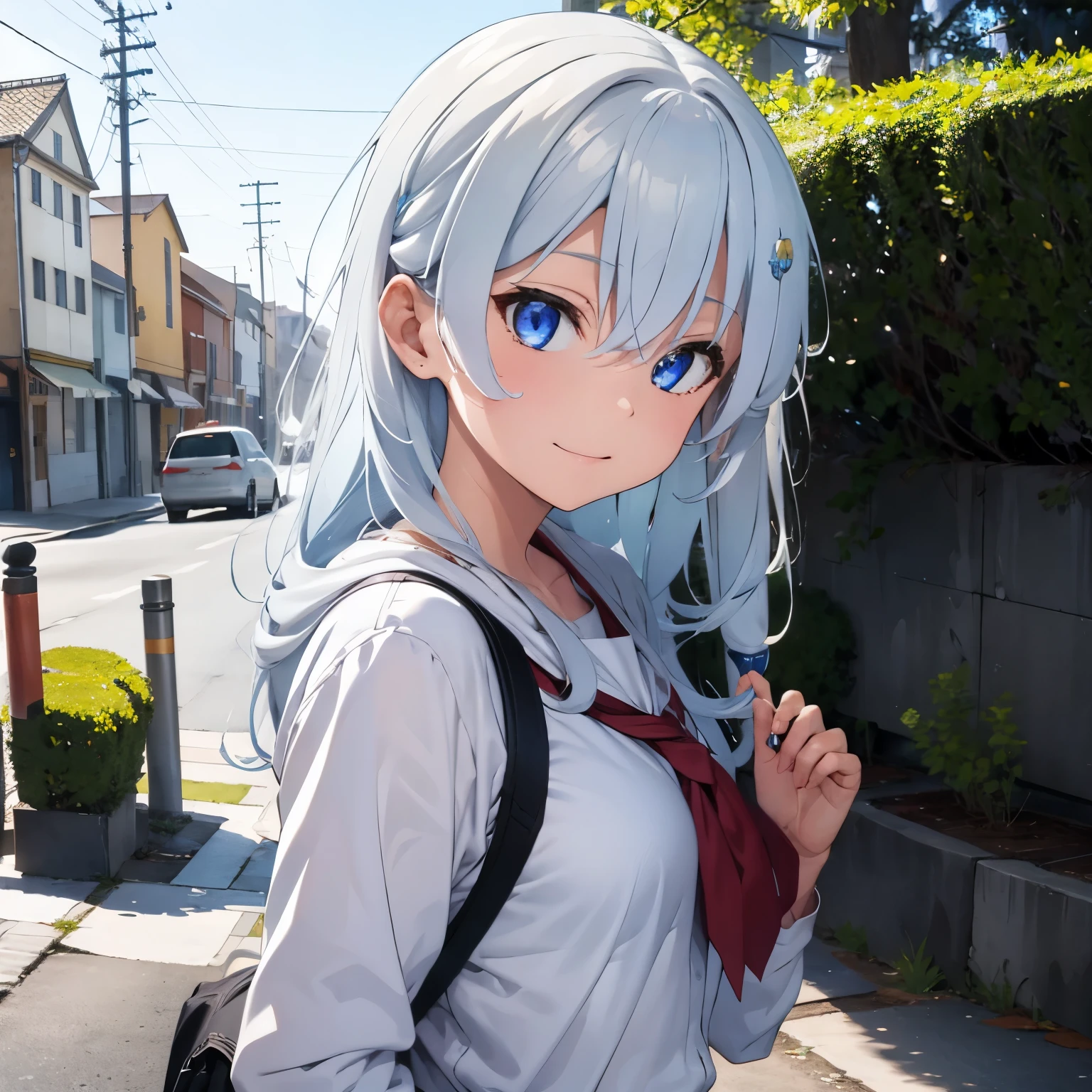 best quality, masterpiece,white hair, blue eyes, upper body,Gorgeous background,1girl, Flowing hair, mature looks, with sword in her hands, snow, ice castle background