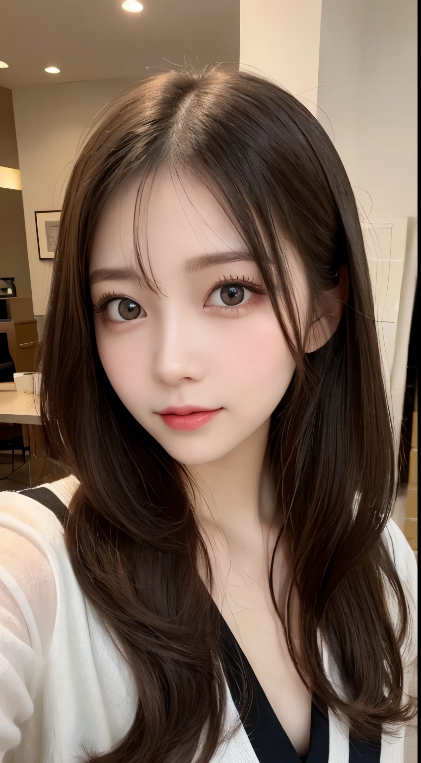 table top, highest quality, shape, Super detailed, finely, High resolution, 8k wallpaper, 完璧なダイナミックな構shape, beautiful and detailed eyes, gorgeous spring clothes,Beautiful straight hair,small breasts,natural color lip, bold sexy pose,smile、20 year old girl、cute、sexy shot looking at camera,Always blur the background,perfect and beautiful face,Take only the face,beautiful and detailed face、slim face and style,Big eyes、do gal makeup,real photos(Highest image quality)、sexy face