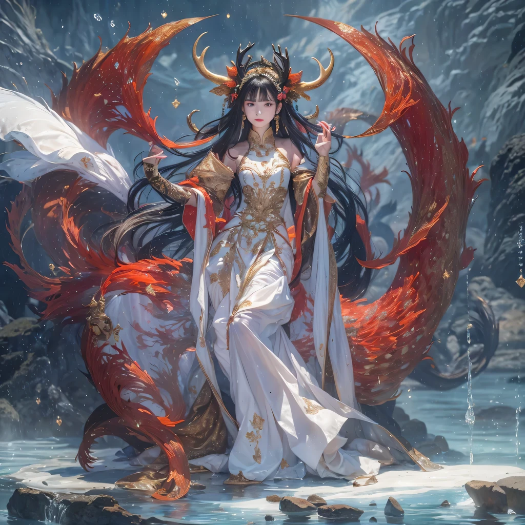 Antlers Flying Nine Tails Light Blue Heavenly Master Flame Hair Star,novel,Torch Night Black Gold Orange Snake Print Silk Trousers,Rouge Diamond Tulle Sheer Lizard Print,Fat girl flying in space in the snow 1:900 miniatures,side view,pure transparency,put on boxing gloves,佩戴金框反Light挡风玻璃眼镜,Panoramic super wide angle,very happy,Authentic and delicate texture,Strong visual impact,super detailed,dream girl,delicate face型,beautiful eyes,Hair floating in the air, cherry style,Zhou Xiaotong,crystal clear,Good sense of perspective,Light影效果,16KLight滑,surface reflected Light,flowing black hair,Water Goddess 32K,complicated,grace,Very detailed,Gorgeous,digital photography,Autumn Cowboy Shooting,Surrealism,broken ruby,defeat magic,Water magic entanglement,(masterpiece,Light,beautiful eyes:1.2),high dynamic range,void 5 energy storm,(china 1 girl,black eyes:1.5),rouge skin,porcelain skin,(sit on stone:1.5),delicate face,black hair,穿上Gorgeous金色铠甲,take off shoulders,,short skirt,beautiful golden armor,it'it'It's raining,With a shy head down,Turn your back to the camera,masterpiece,side,side portrait close-up