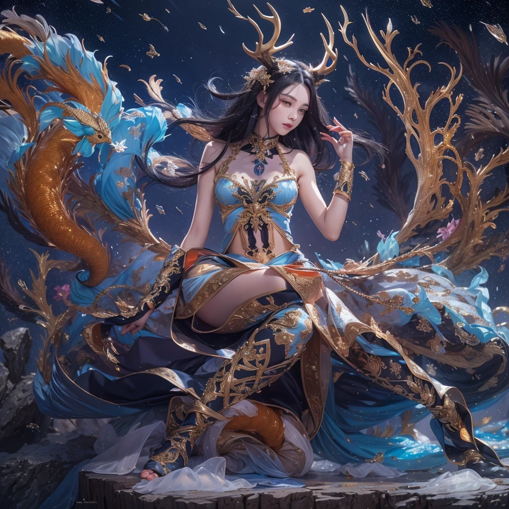 masterpiece, best quality, (extremely detailed CG unity 8k wallpaper), (best quality), (best illustration), (best shadow), absurdres, realistic lighting, (Abyss), beautiful detailed glow, art by PeterMohrBacher,