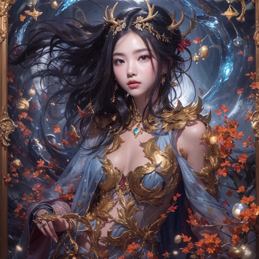 Antlers Flying Nine Tails Light Blue Heavenly Master Flame Hair Star,novel,Torch Night Black Gold Orange Snake Print Silk Trousers,Rouge Diamond Tulle Sheer Lizard Print,Fat girl flying in space in the snow 1:900 miniatures,side view,pure transparency,put on boxing gloves,佩戴金框反Light挡风玻璃眼镜,Panoramic super wide angle,very happy,Authentic and delicate texture,Strong visual impact,super detailed,dream girl,delicate face型,beautiful eyes,Hair floating in the air, cherry style,Zhou Xiaotong,crystal clear,Good sense of perspective,Light影效果,16KLight滑,surface reflected Light,flowing black hair,Water Goddess 32K,complicated,grace,Very detailed,Gorgeous,digital photography,Autumn Cowboy Shooting,Surrealism,broken ruby,defeat magic,Water magic entanglement,(masterpiece,Light,beautiful eyes:1.2),high dynamic range,void 5 energy storm,(china 1 girl,black eyes:1.5),rouge skin,porcelain skin,(sit on stone:1.5),delicate face,black hair,穿上Gorgeous金色铠甲,take off shoulders,,short skirt,beautiful golden armor,it'it'It's raining,With a shy head down,Turn your back to the camera,masterpiece,side,side portrait close-up
