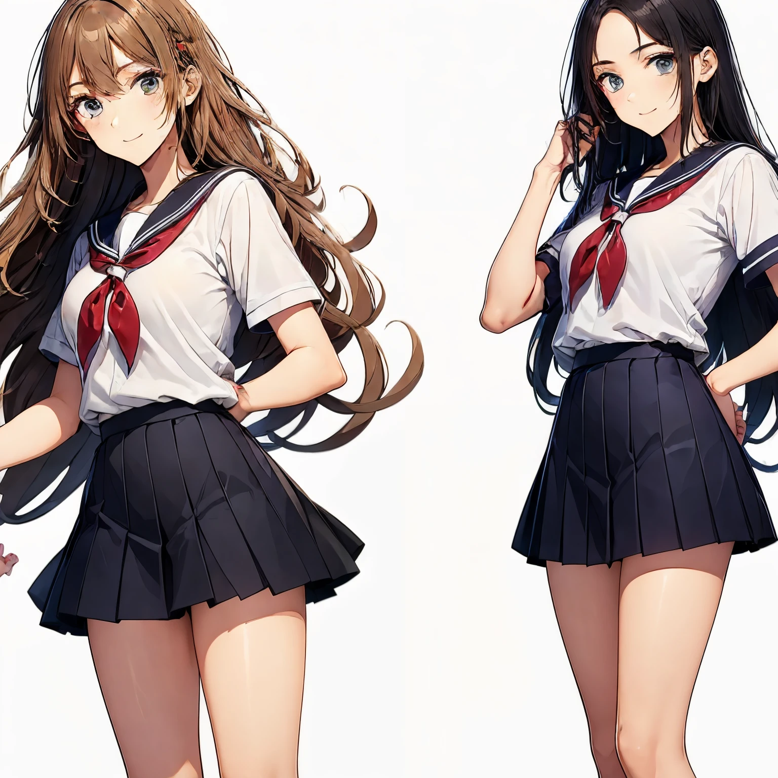 high quality,((2girls,chyuri,snuggling,smile)),Japanese high school student,short sleeve sailor school uniform,